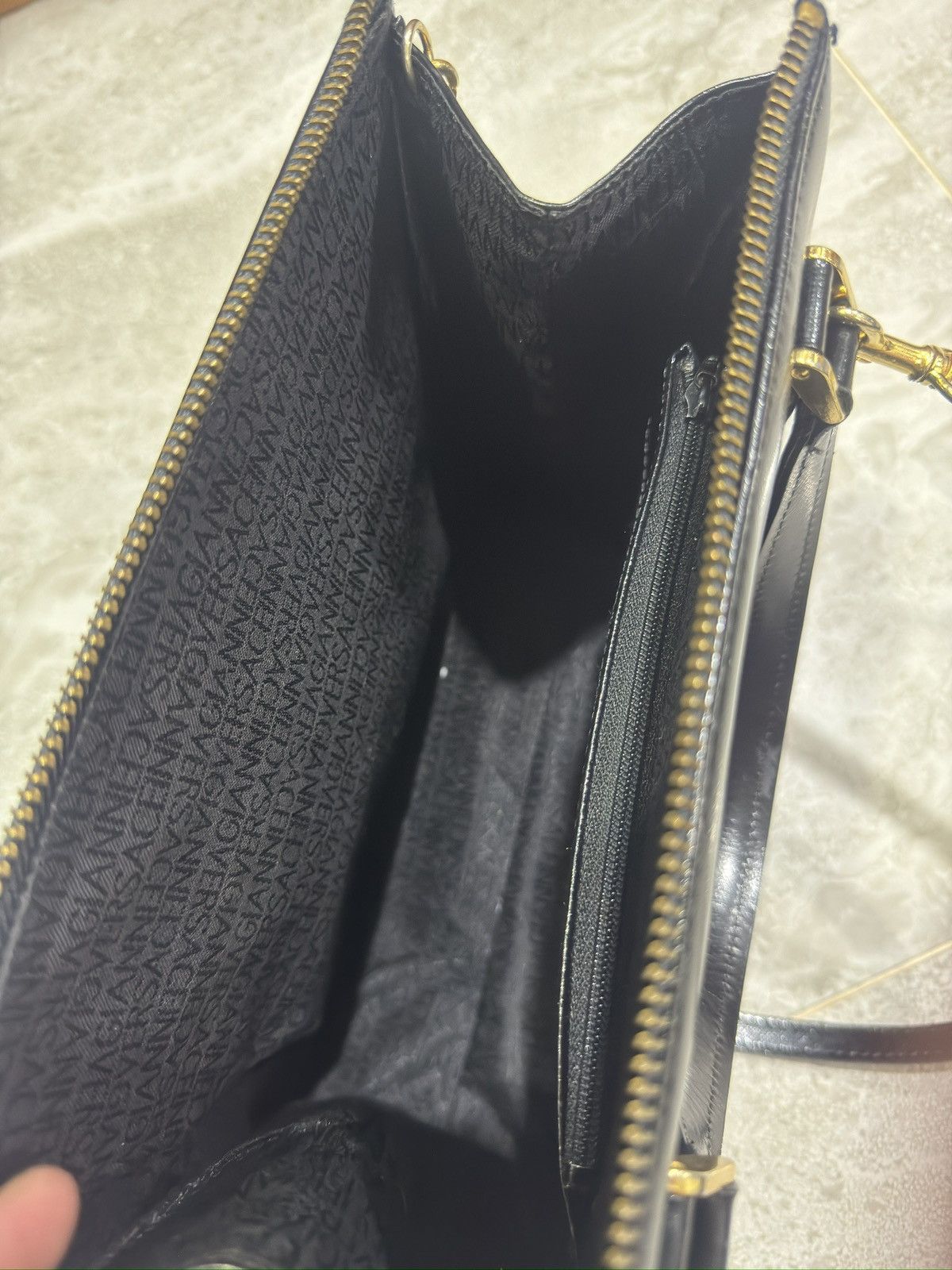 Other Authentic Gianni Versace Black Handbag Vintage Size ONE SIZE - 7 Thumbnail