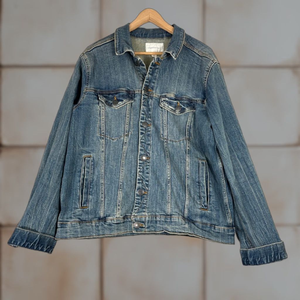 Aeropostale Aeropostale Denim Jacket Women L Blue Trucker Cotton Stretch Basic Jacket Bohemian Casual Everyday Vintage? No (omit) Size L / US 10 / IT 46 - 1 Thumbnail