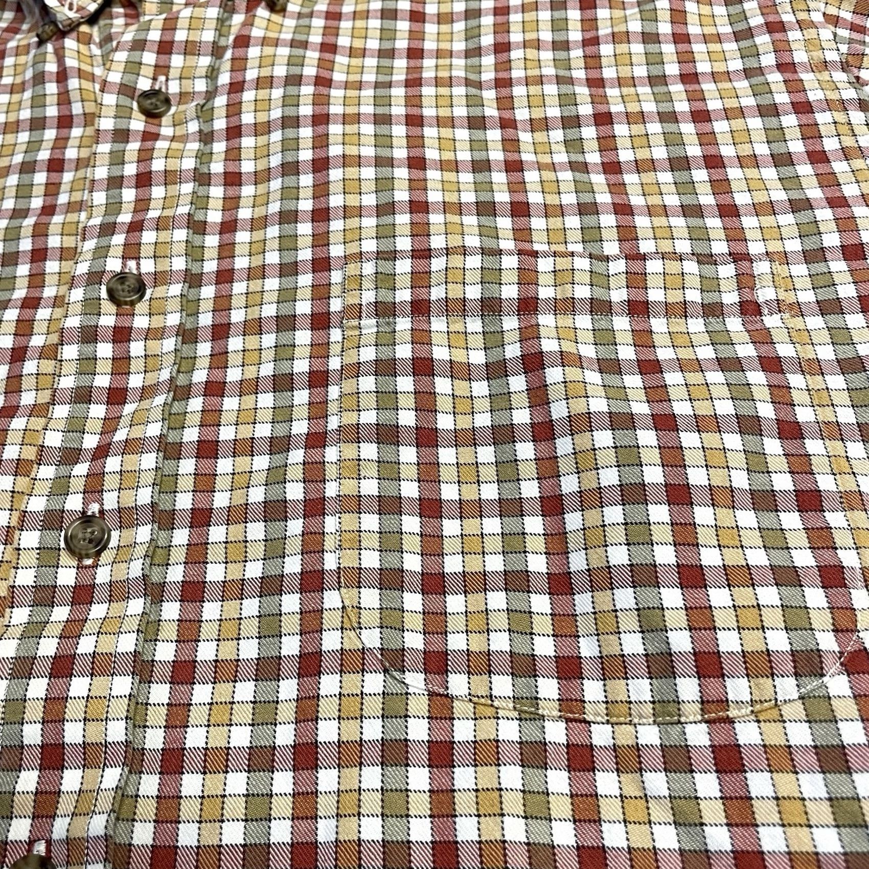 Vintage Patrick James Plaid Button Down Adult Large Beige Gingham Pocket Longsleeve Mens Shirt Beige 90s Retro USA Mens Size US L / EU 52-54 / 3 - 6 Thumbnail