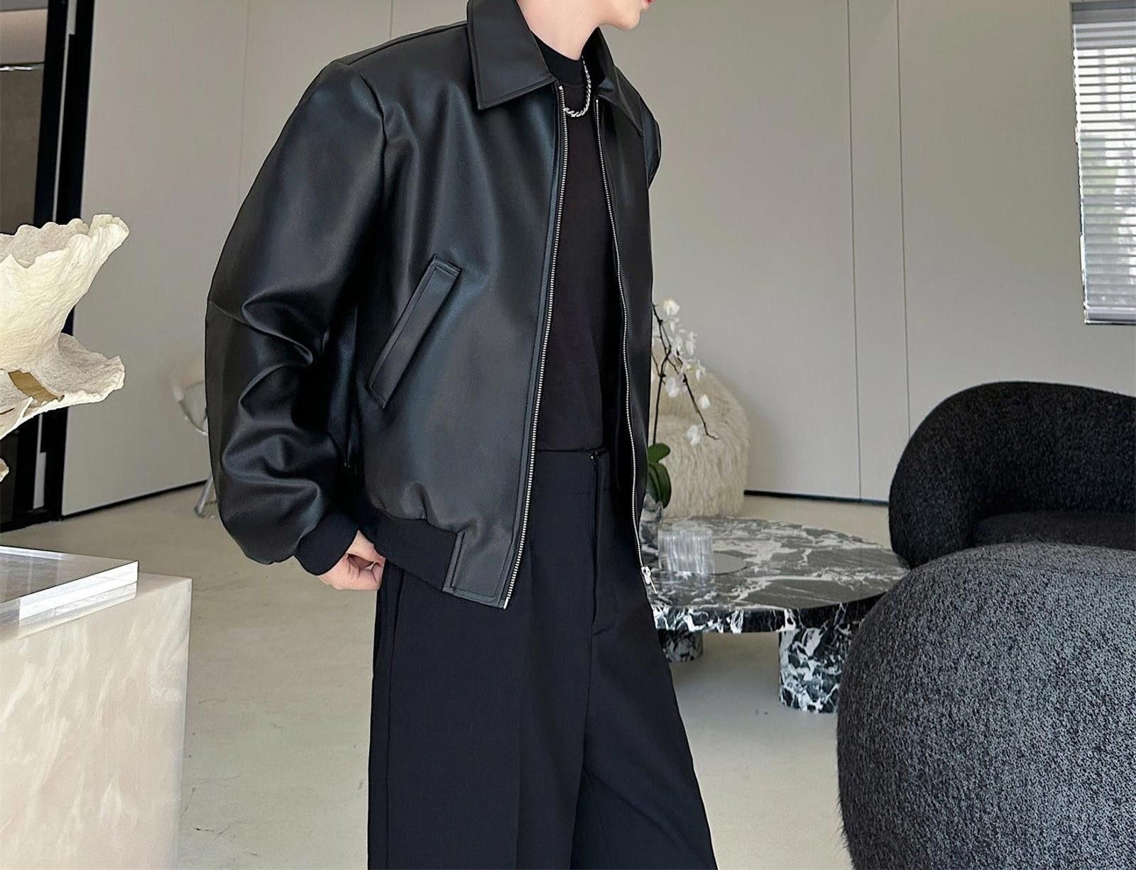 Vintage Black Faux Leather Bomber Jacket, Relaxed Fit Outerwear Size US M / EU 48-50 / 2 - 3 Thumbnail