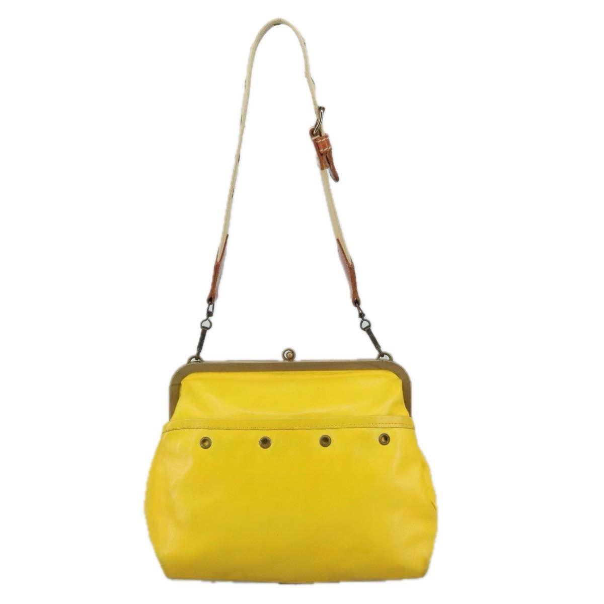 Miu Miu Miu Miu Shoulder Bag Leather Canvas Yellow Beige Size ONE SIZE - 2 Thumbnail