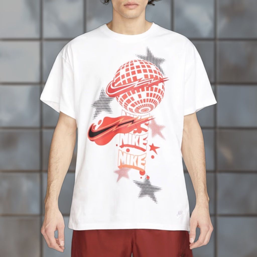 Nike VINTAGE Nike Air Max 90 Electric High Collection Swoosh Globe Star Crew S/S T-Shirt XL Mens White Size US XL / EU 56 / 4 - 1 Thumbnail