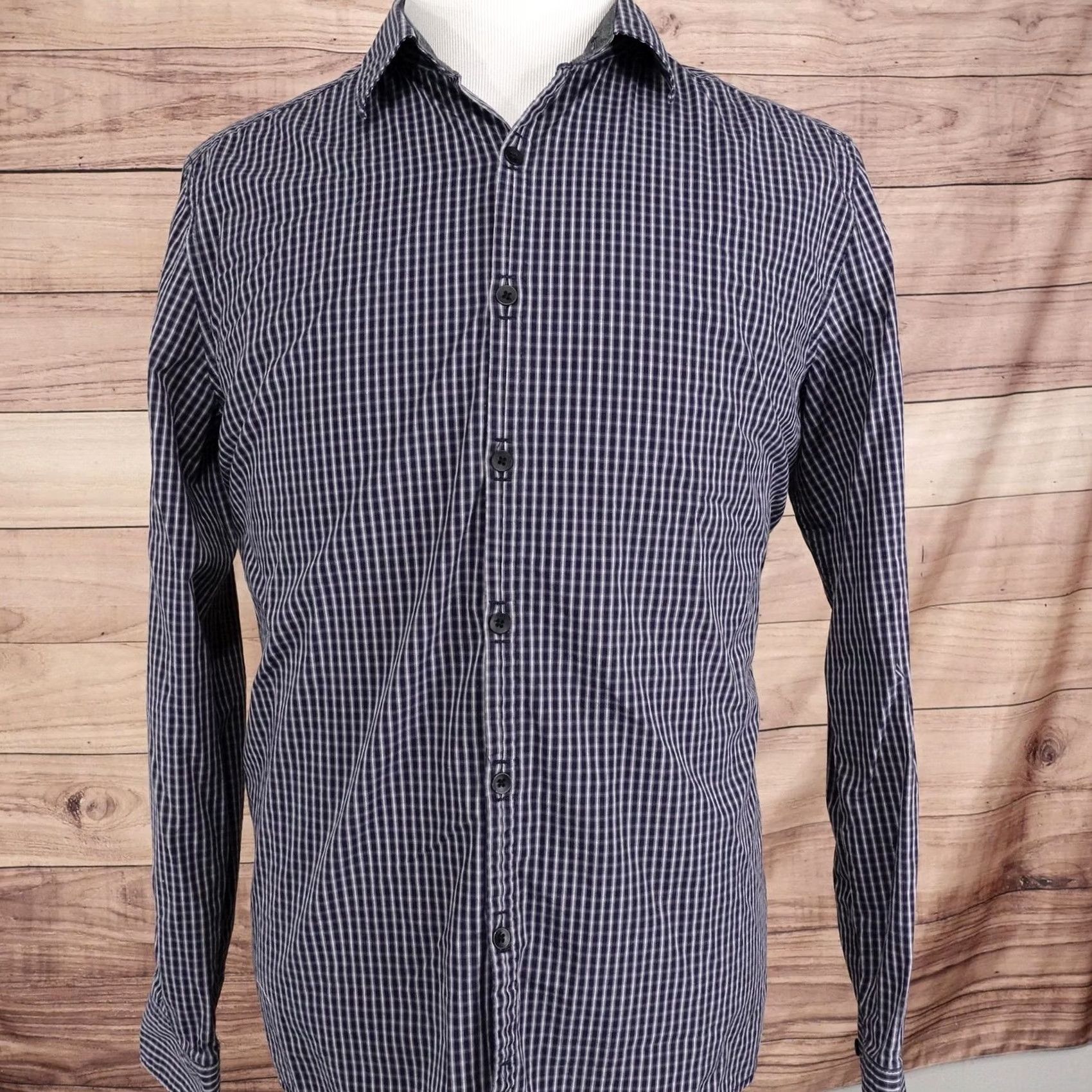 Kenneth Cole Kenneth Cole Reaction Shirt Mens Large Blue Check Long Sleeve Button Up Casual Size US L / EU 52-54 / 3 - 3 Thumbnail