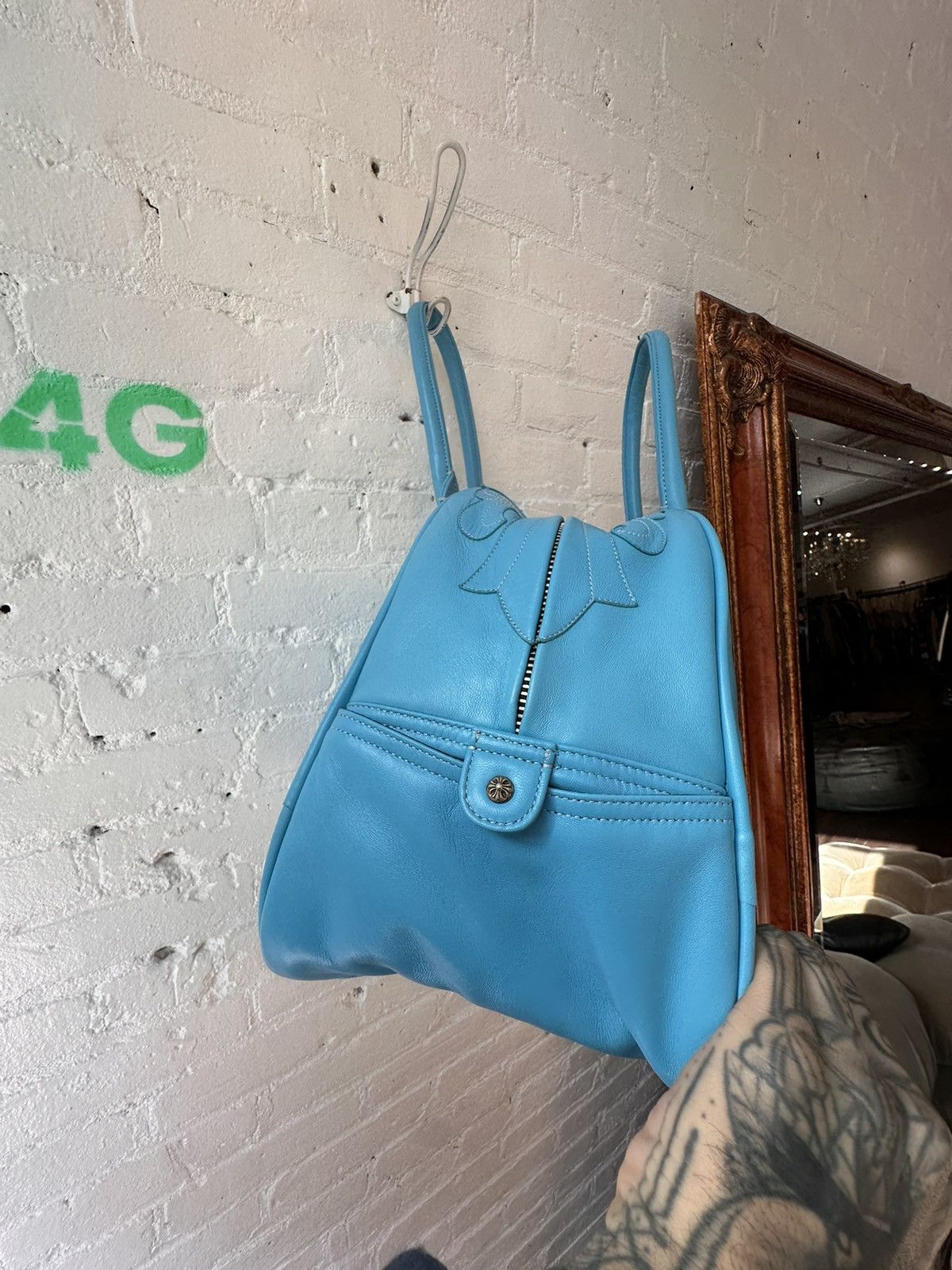 Chrome Hearts CHROME HEARTS XL LEATHER CROSS TURQUOISE TRAVEL DUFFLE BAG Size ONE SIZE - 11 Thumbnail