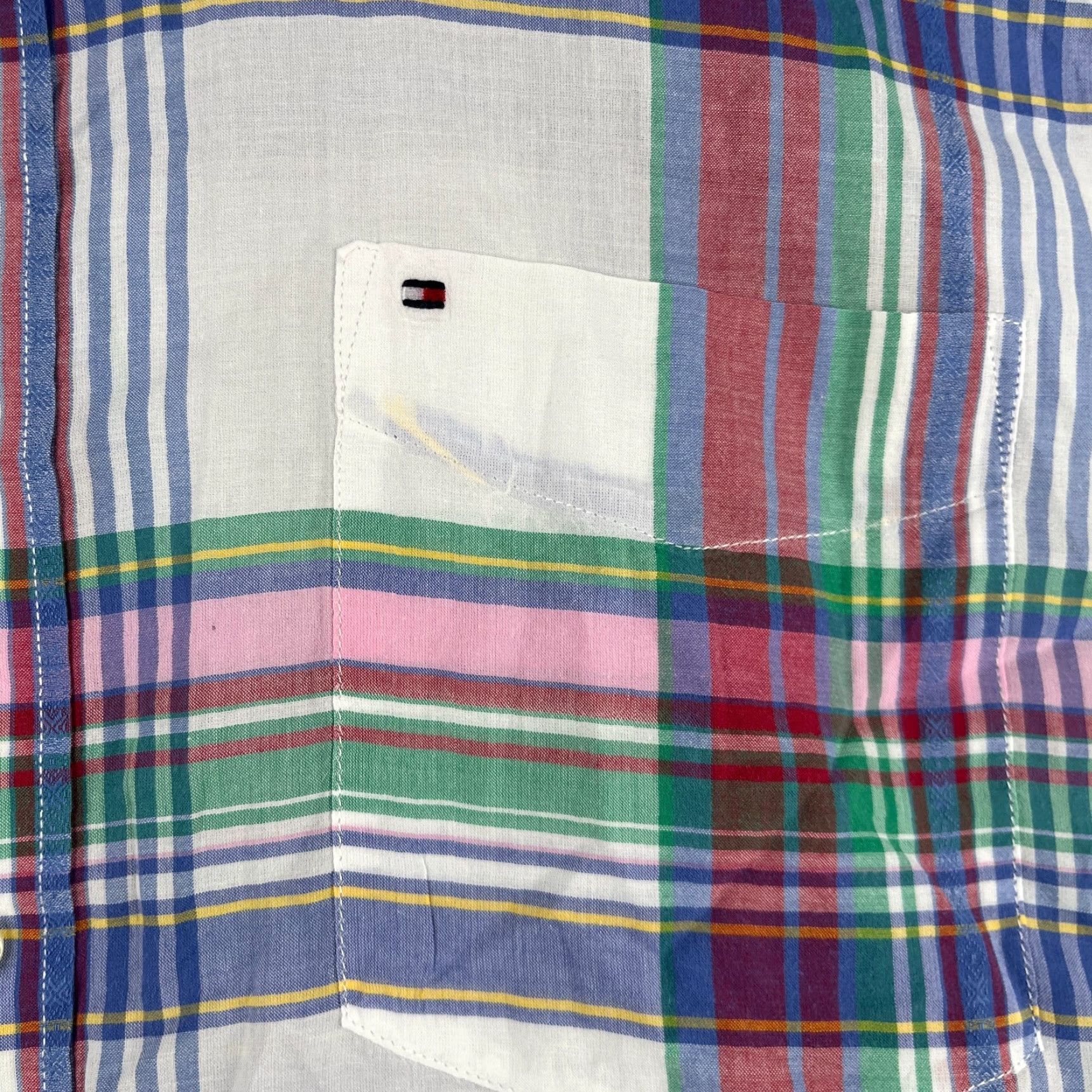 Tommy Hilfiger Tommy Hilfiger Shirt Button-Up Short Sleeve Mens 2XL White Colorful Plaid Pocket Size US XXL / EU 58 / 5 - 4 Thumbnail