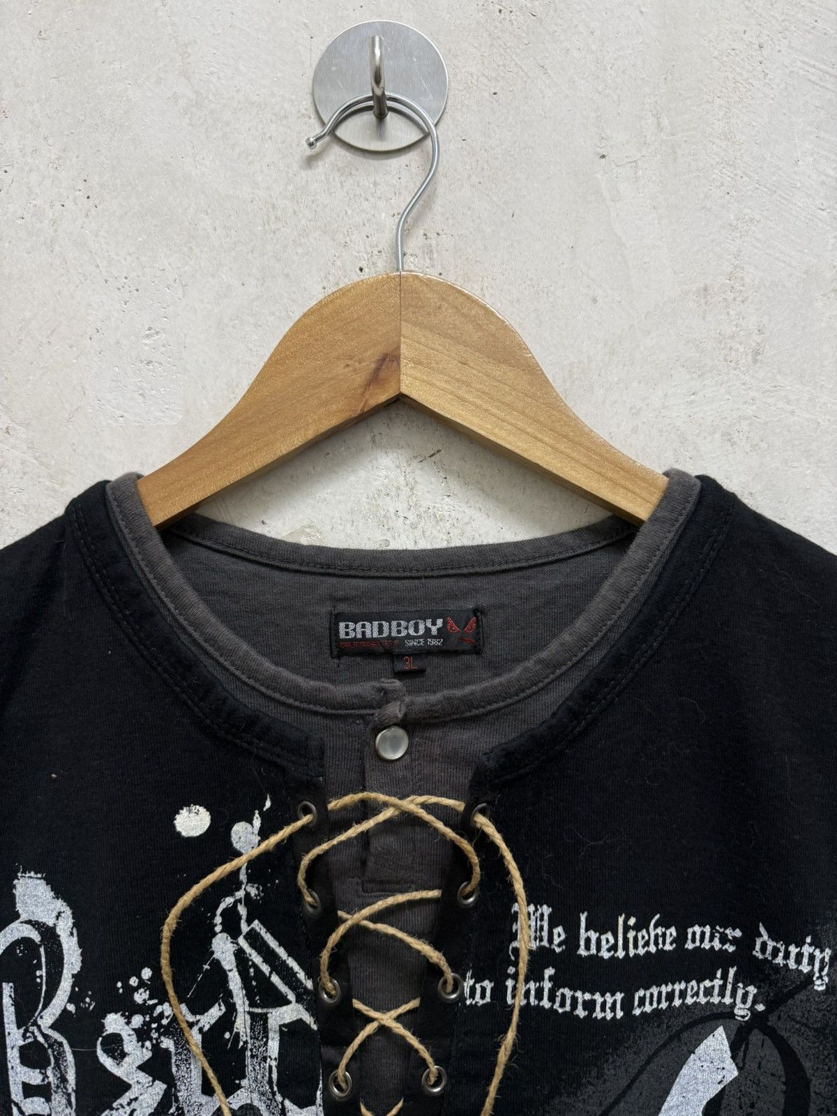 14th Addiction 2000s Bad Boy Poem Double Layer Gothic Laces Tees Size US L / EU 52-54 / 3 - 7 Thumbnail