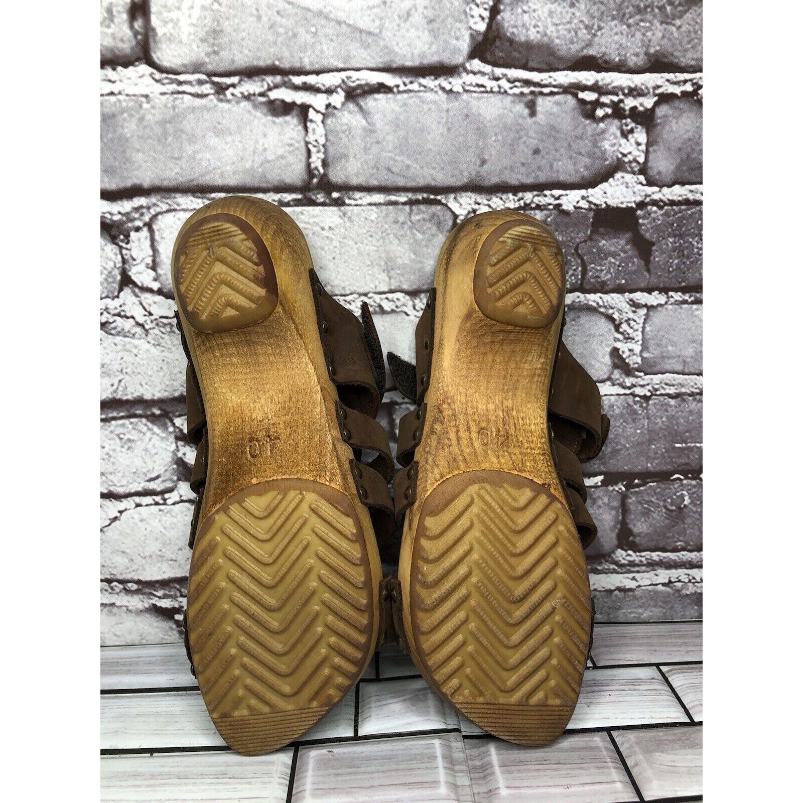 Other Sanita Brown Suede Leather Slide Clogs Wooden Heel Sandals W Size US 9.5 / IT 39.5 - 9 Thumbnail