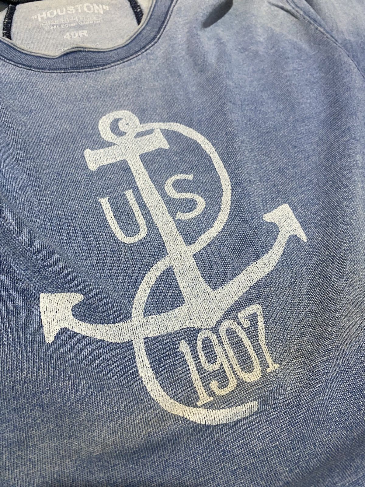 Japanese Brand Vtg houston usmc 1907 union made damaged heavy denim tshirt Size US L / EU 52-54 / 3 - 4 Thumbnail