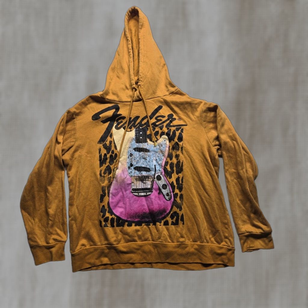 Fender Fender Shirt Hoodie Adult Women L Brown Guitar Cheetah Logo Graphic Print Pullover All Seasons Casual Mens? Size L / US 10 / IT 46 - 1 Thumbnail