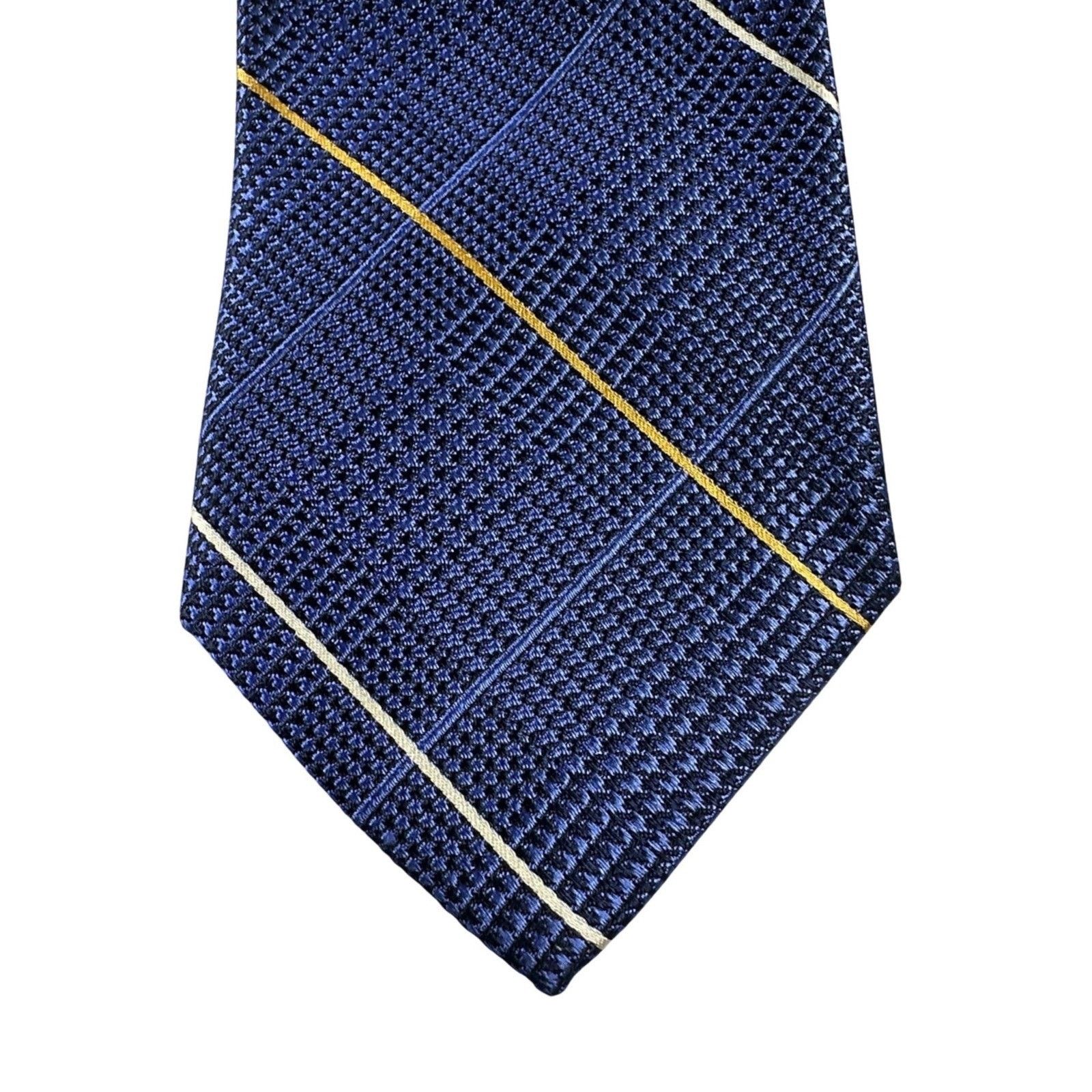 Paul Frederick Paul Frederick Silk Blend Navy Blue Plaid Dress Tie NWT Size ONE SIZE - 3 Thumbnail