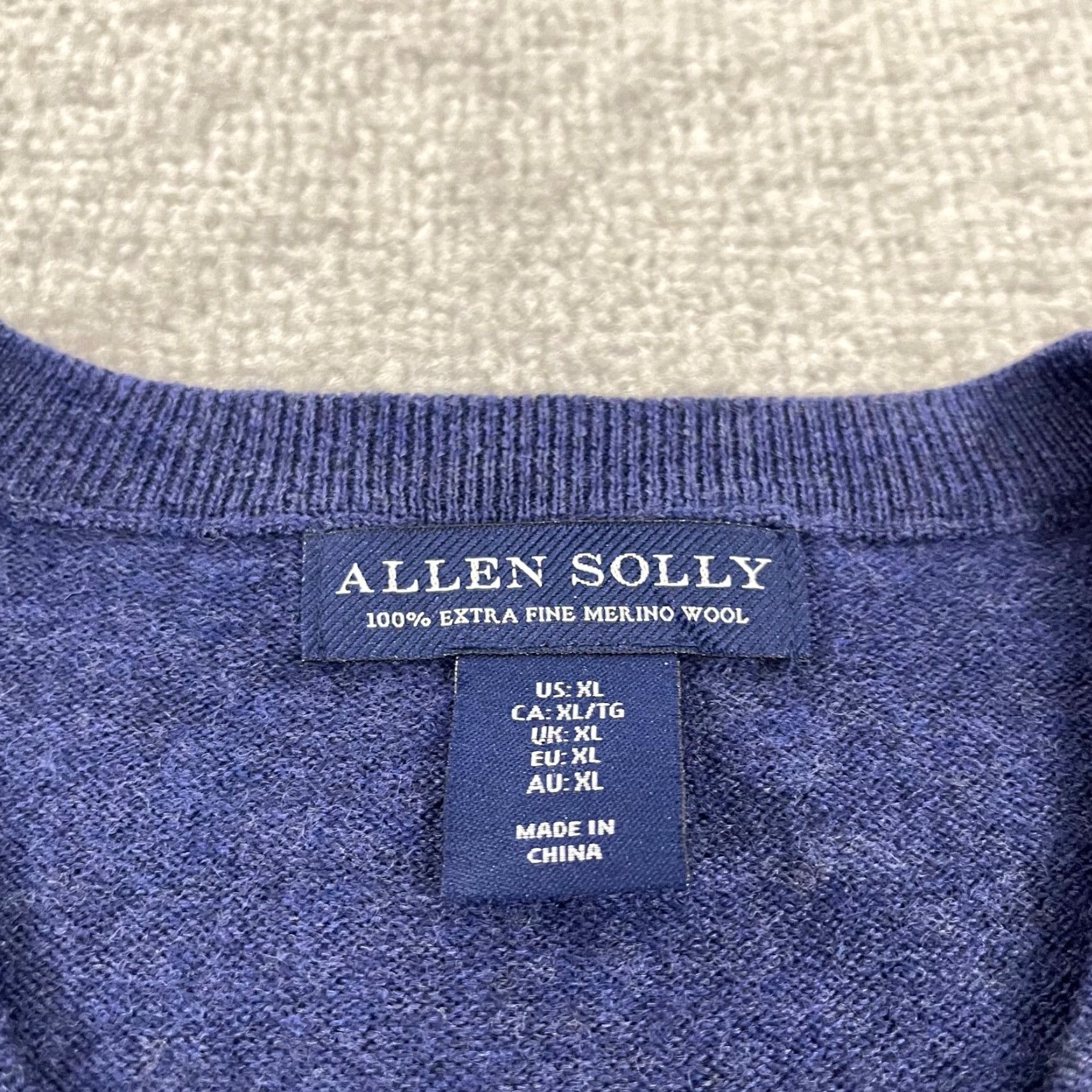 Vintage ALLEN SOLLY Sweater Mens XL Blue 100% Merino Wool Lightweight Pullover Size US XL / EU 56 / 4 - 2 Thumbnail