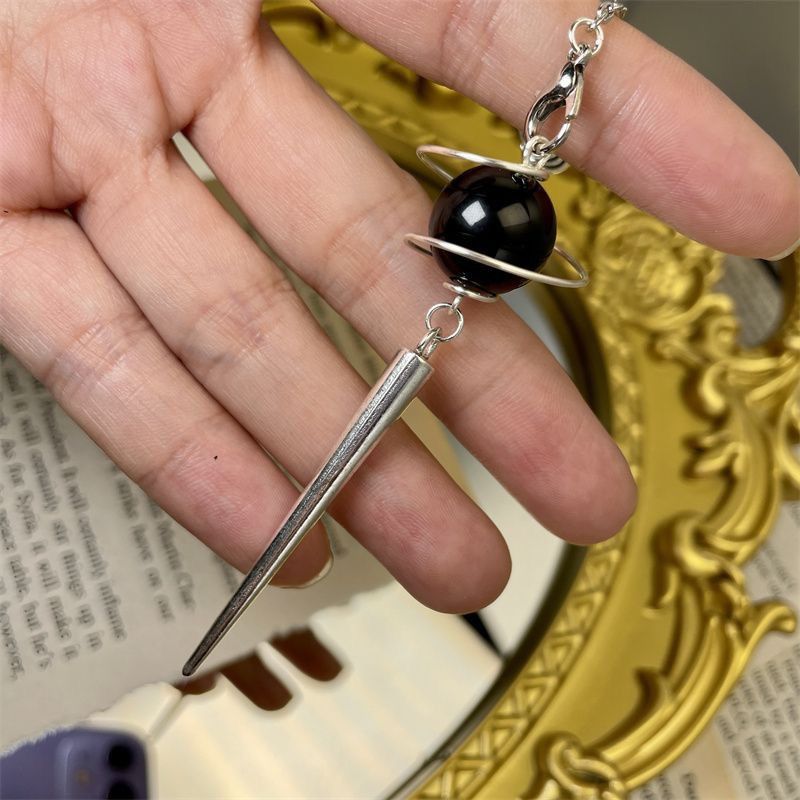 Other Black Orb Divination Pendulum Silver Tone Spike Size ONE SIZE - 4 Thumbnail