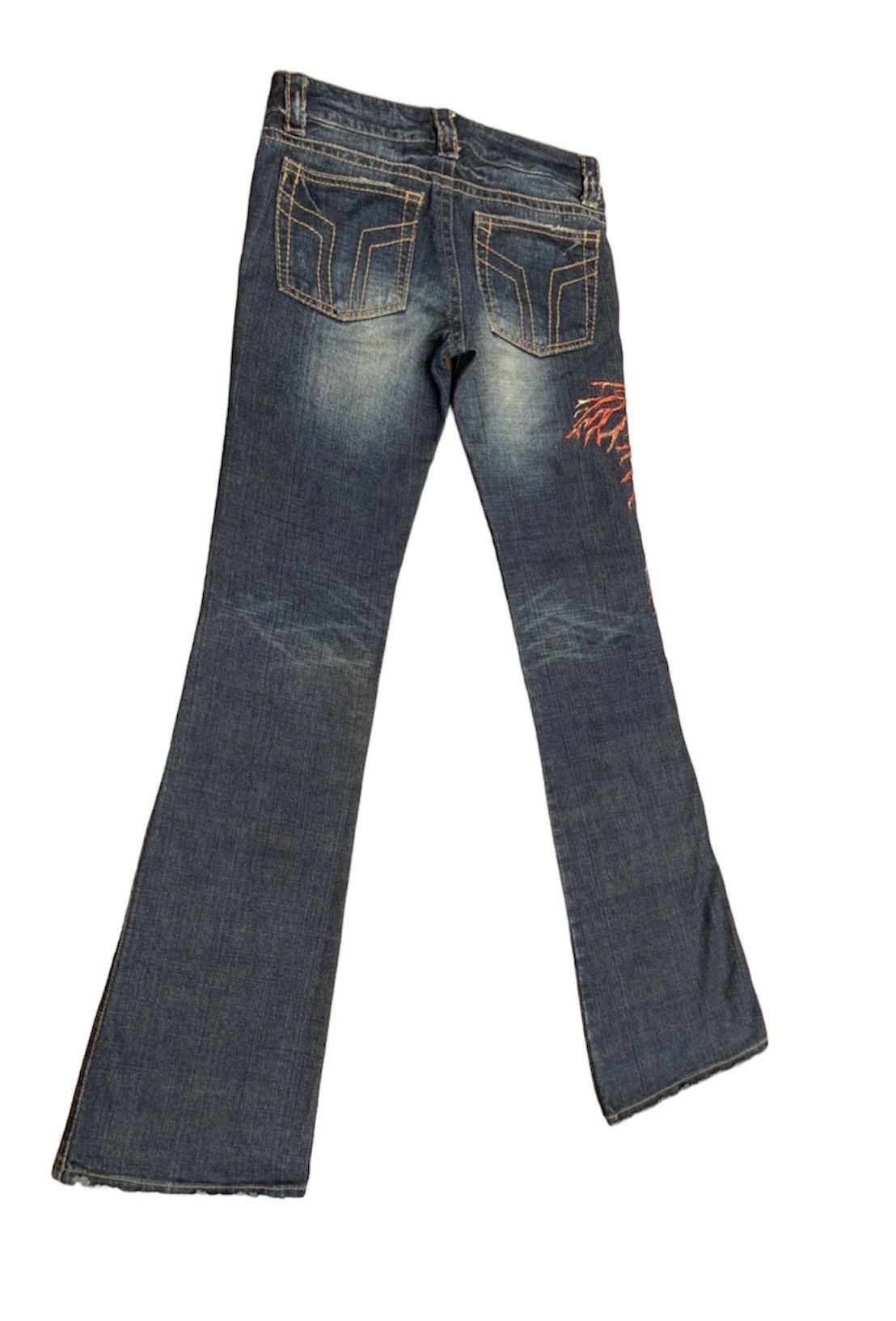 Japanese Brand Rare Sword Jean 44 Peace Embroidered Flare Denim Pants Size US 29 - 4 Thumbnail