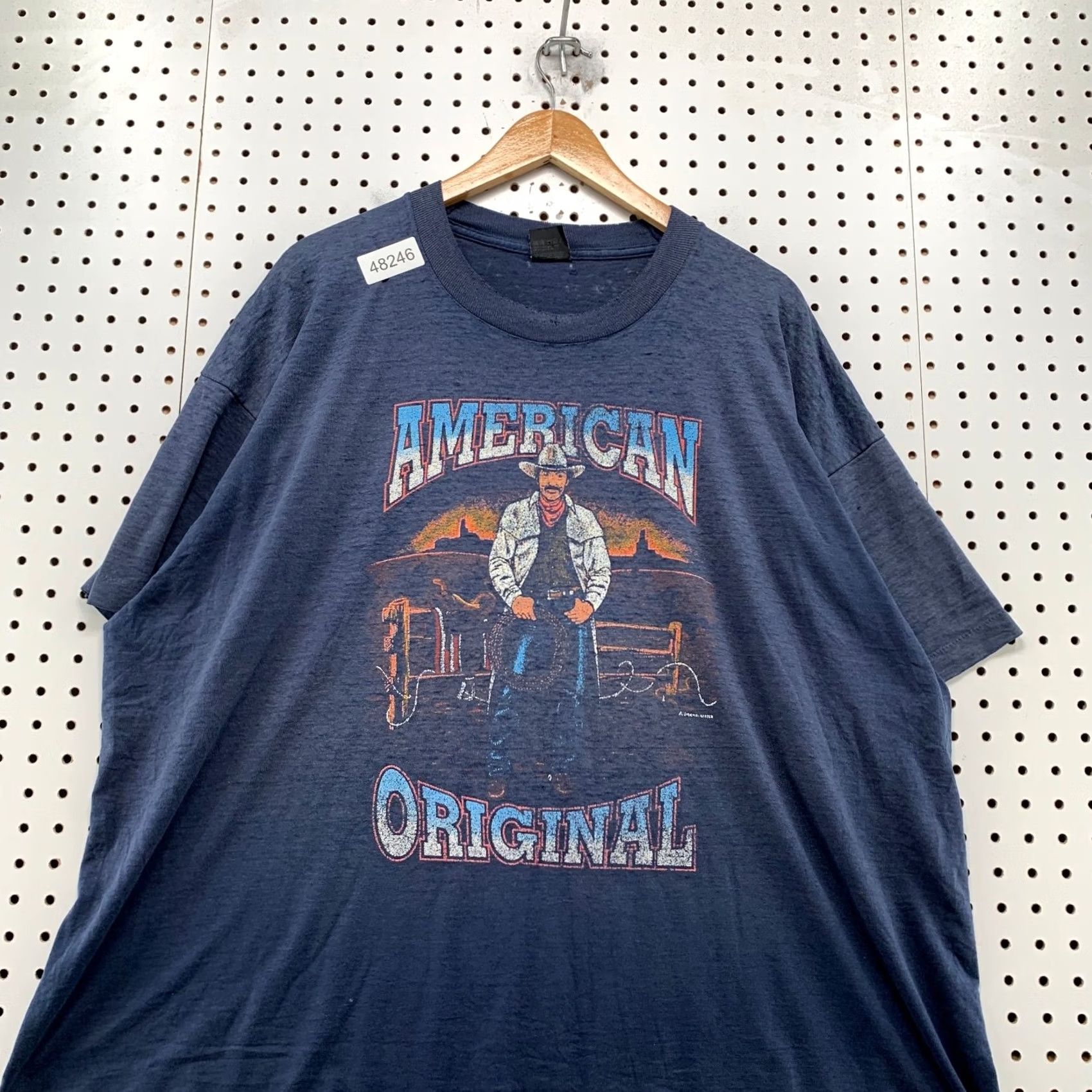 Vintage Vintage Rancher Cowboy T Shirt Mens 3XL Blue American Western Burnout Thin USA Size US XXL / EU 58 / 5 - 4 Thumbnail