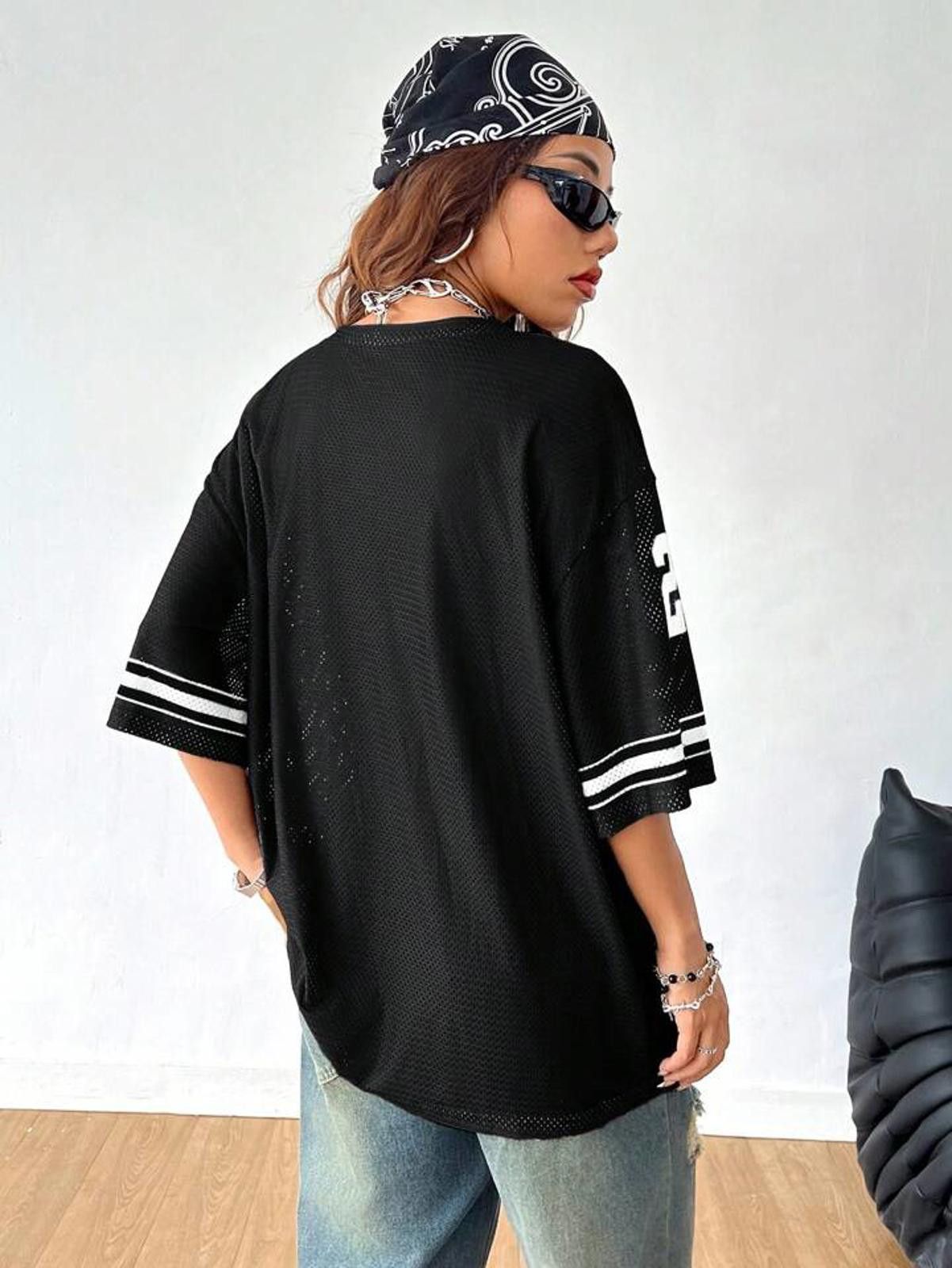Other Black and White Enjoy Freedom Mesh Numbered 23 Jersey Size L / US 10 / IT 46 - 5 Thumbnail