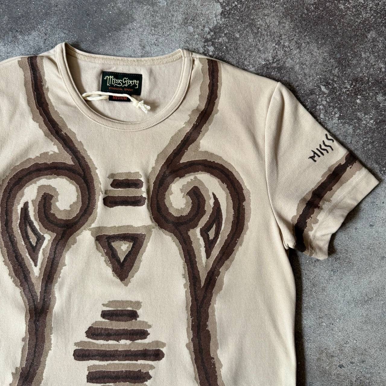 Miss Sixty Miss Sixty Vintage Archive Tribal Ribbed T-Shirt Size M / US 6-8 / IT 42-44 - 5 Thumbnail