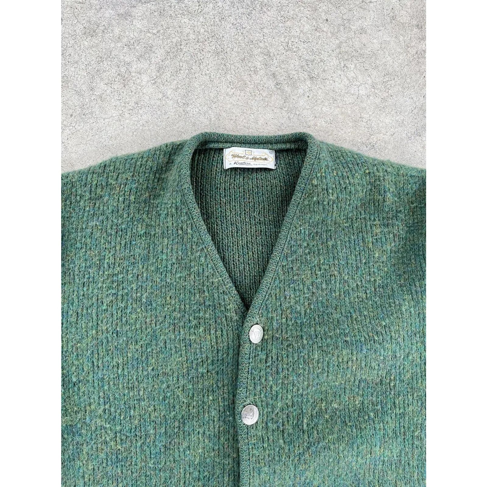 Vintage Vintage 1960s Wool & Mohair Green Cardigan | Size S Size US S / EU 44-46 / 1 - 2 Thumbnail