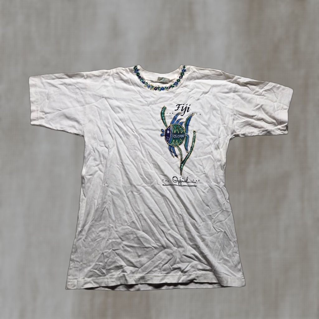 Vintage VINTAGE FUJ Original Shirt Ocean White Short Sleeve Tee T-Shirt Adult S Small L 1990s United States Mens Womens Boys Girls Size US L / EU 52-54 / 3 - 1 Thumbnail