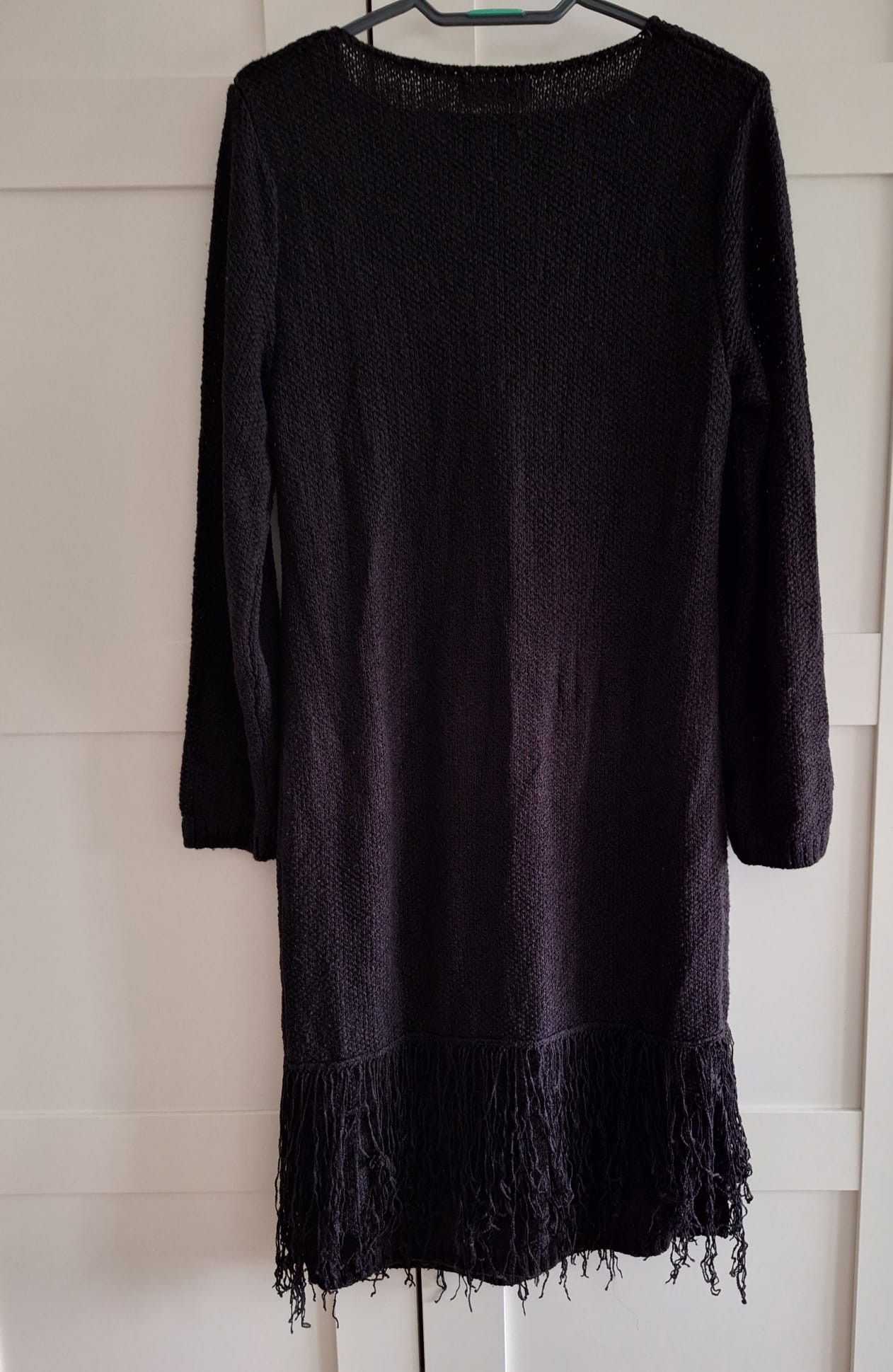 Calvin Klein Calvin Klein Black Knit Fringe Dress S Size S / US 4 / IT 40 - 8 Thumbnail