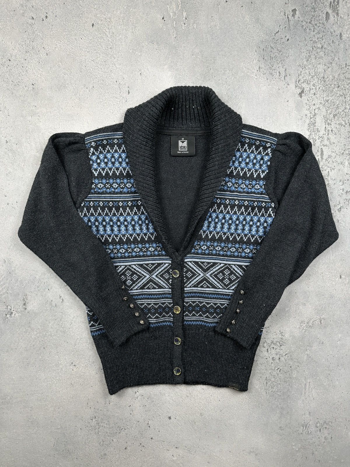 Dale Of Norway Vintage Nordic Knit Wool Cardigan Shawl Colar