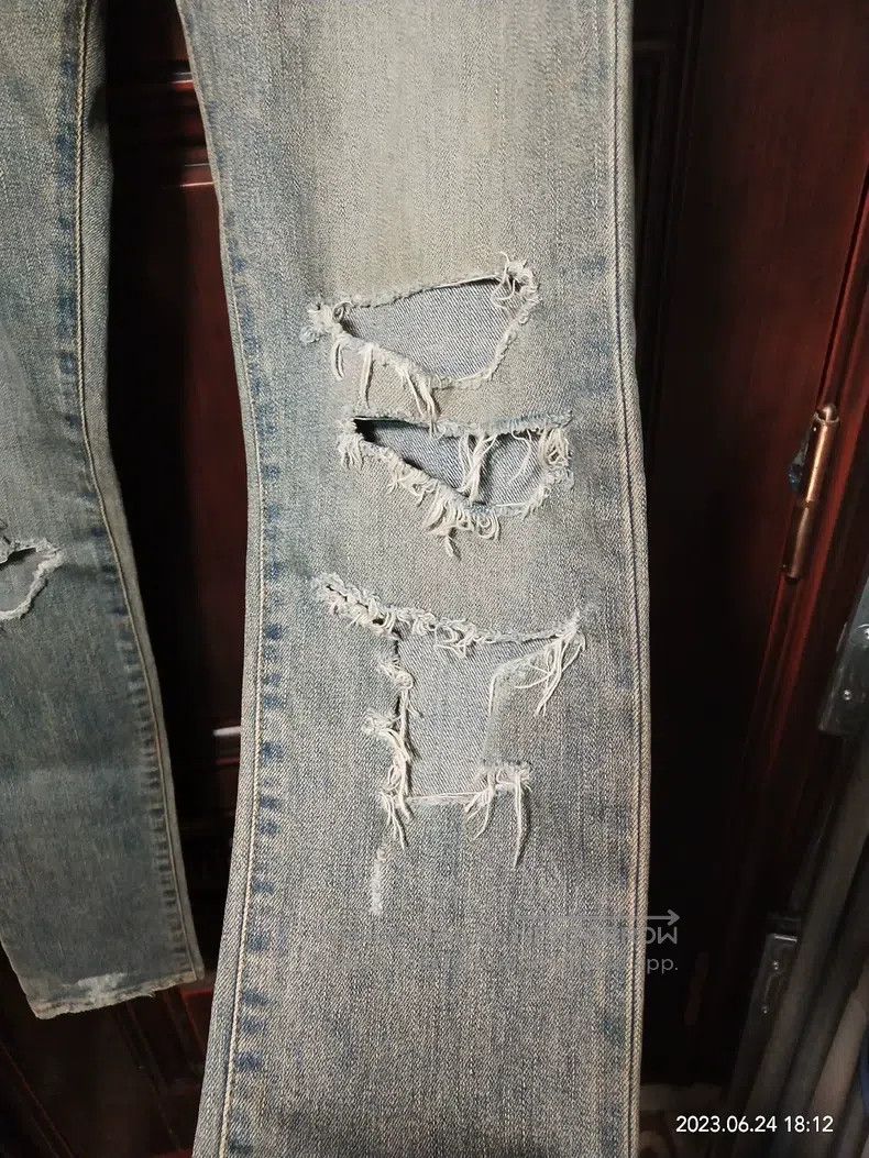 Saint Laurent Paris Saint Laurent Paris Blue three-hole heavy destruction on l Size US 28 / EU 44 - 3 Thumbnail