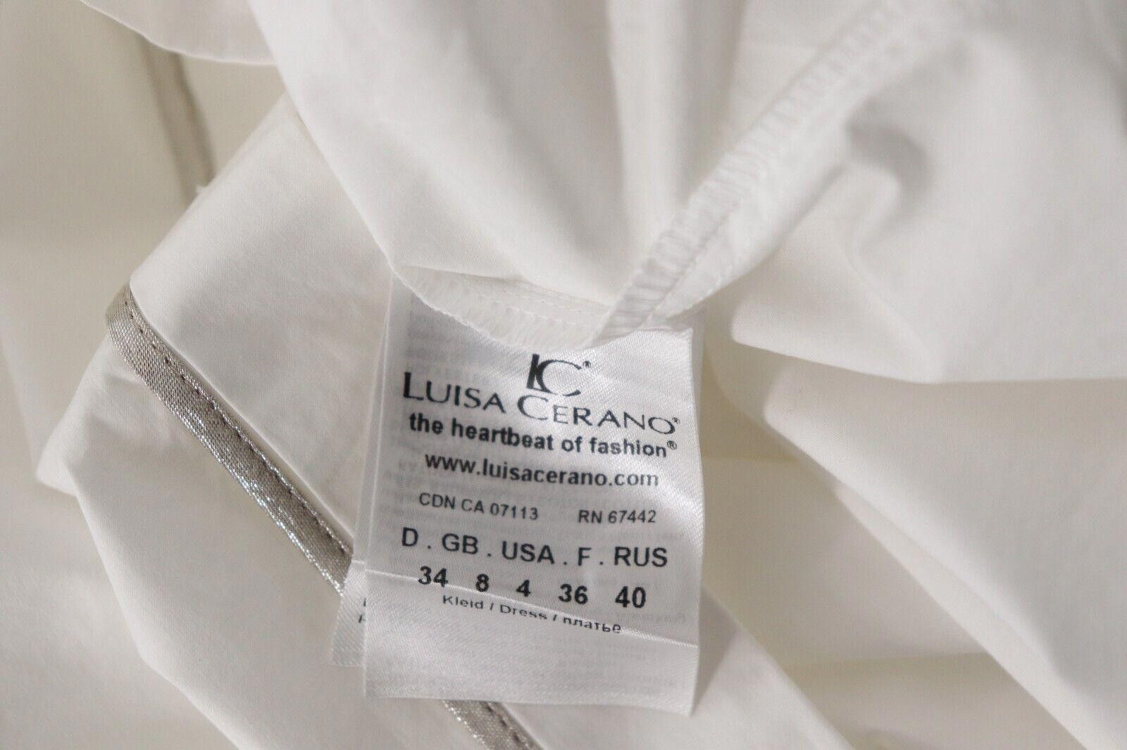 Designer Luisa Cerano US4 White Poplin Shirt Dress Button Up Mini Size S / US 4 / IT 40 - 5 Thumbnail