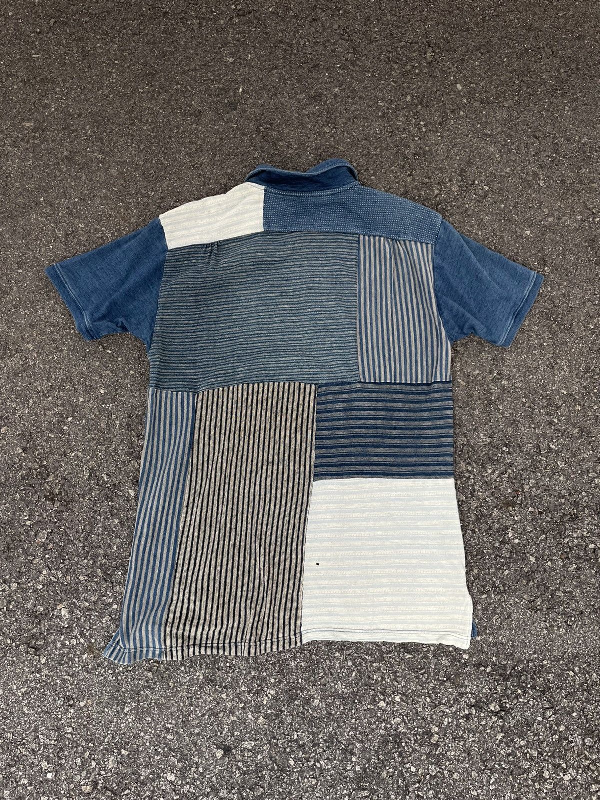 Kapital Indigo Dyed Patchwork Polo Shirt Size US L / EU 52-54 / 3 - 1 Thumbnail