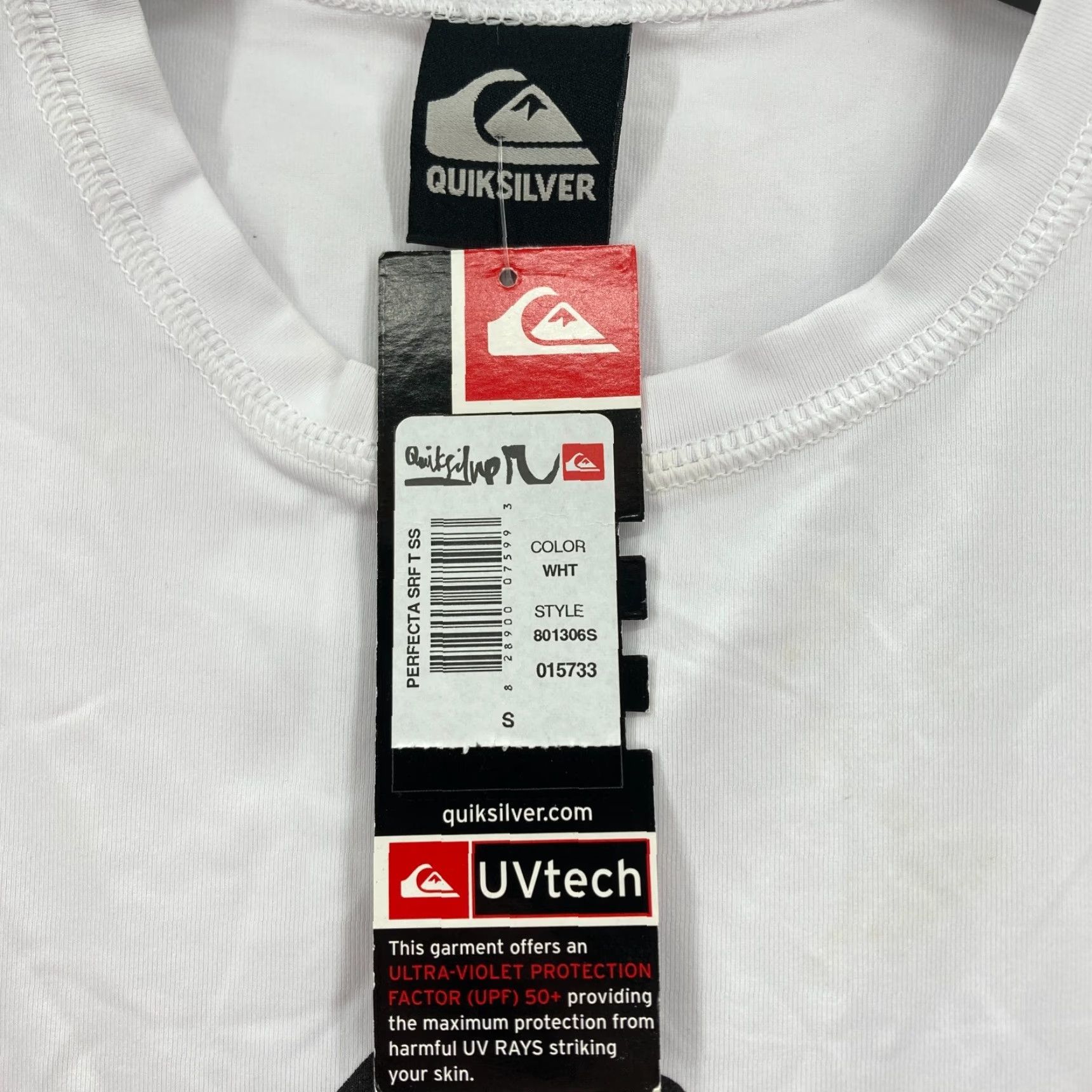 Quiksilver Quicksilver Perfect Surf T-Shirt Mens Small White Stretch Nylon Anti Microbial Size US S / EU 44-46 / 1 - 4 Thumbnail