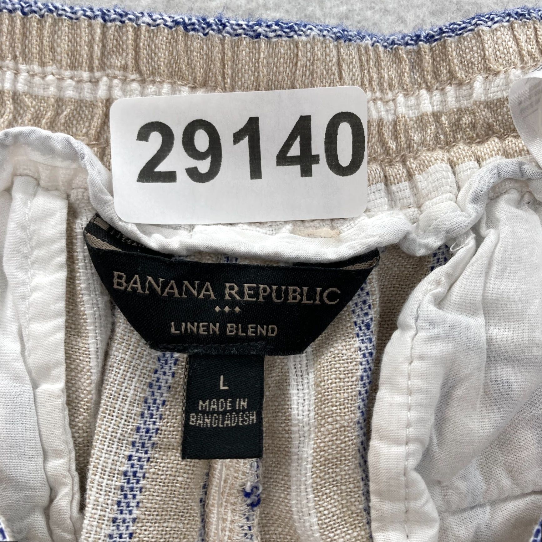 Banana Republic Banana Republic Linen Blend Wide Leg Crop Pants Women's Large Blue Striped Beach Size 24" / US 00 / IT 34 - 4 Thumbnail