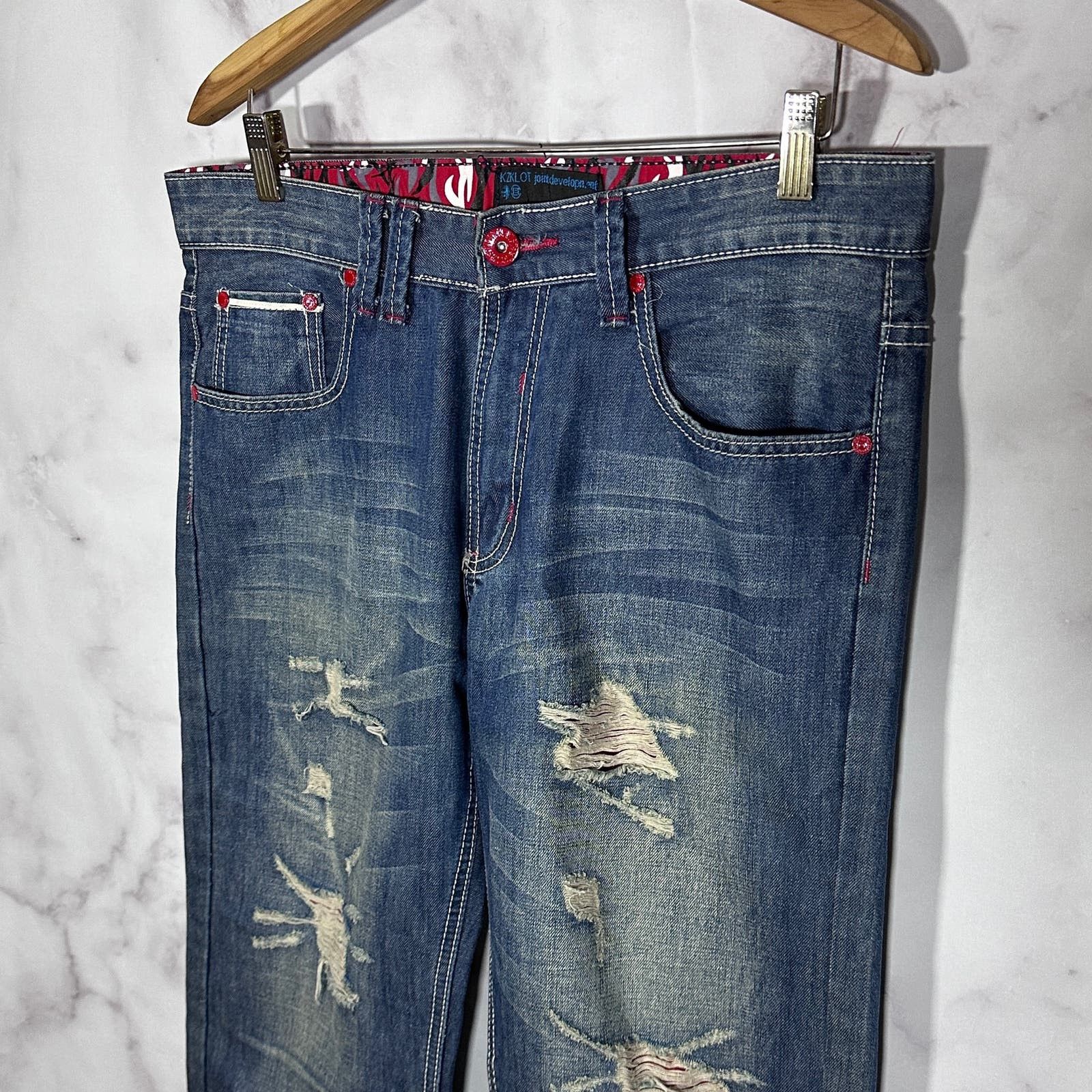 CLOT × Levi's KZKLOT Distressed Blue Denim Size US 34 / EU 50 - 2 Thumbnail
