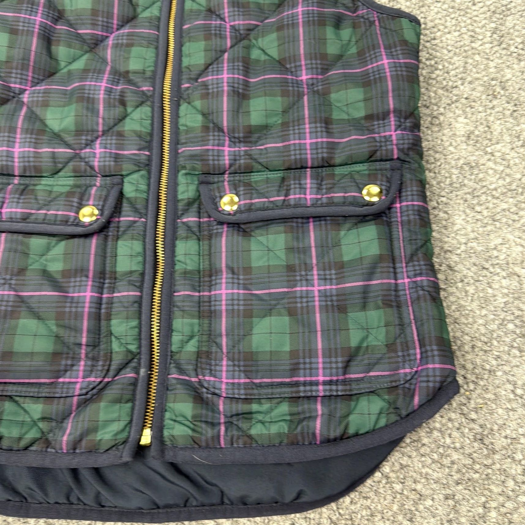 J.Crew J.CREW Vest Womens XXS Green Plaid Quilted Puffer Zip Insulated Size XXS / US 00 / IT 34 - 2 Thumbnail