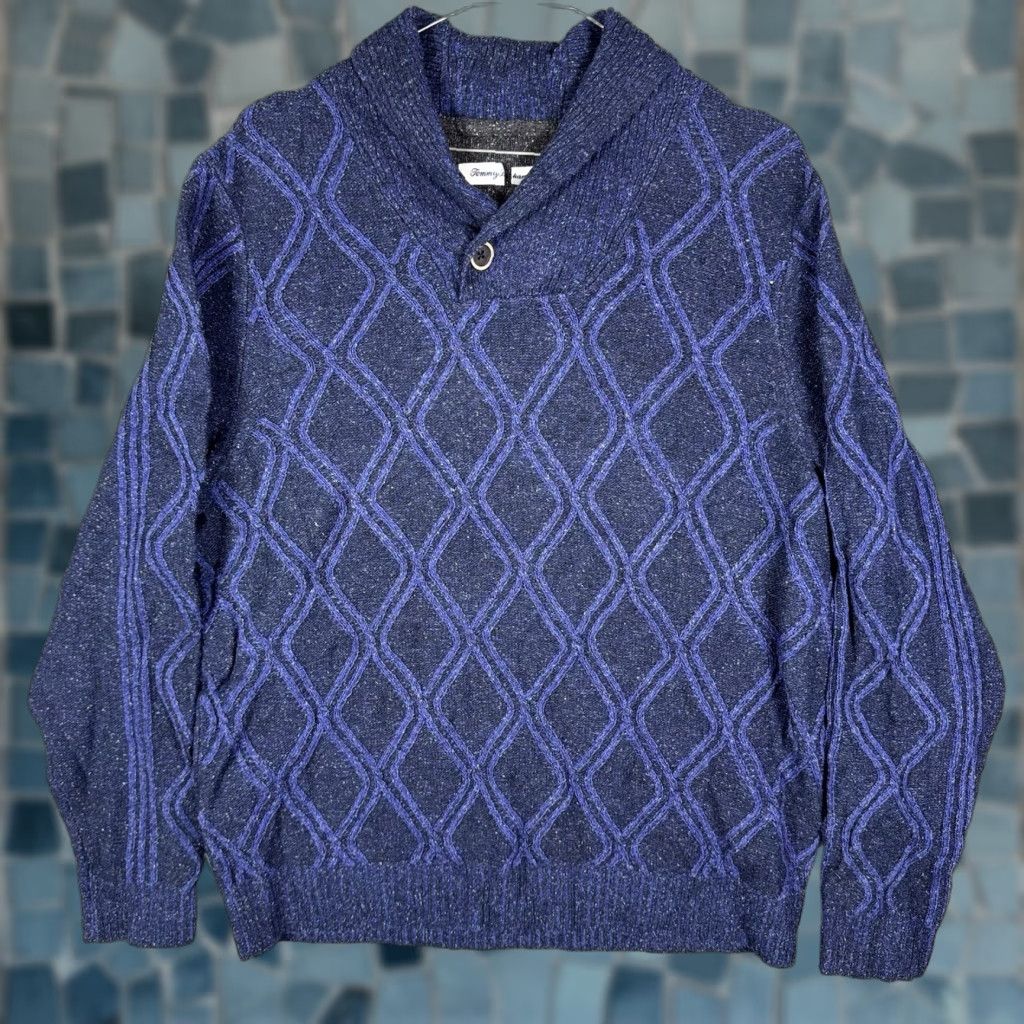 Tommy Bahama Tommy Bahama Sweater Mens S Diamond Drive Shawl Knit Pullover Wool Geometric Size US S / EU 44-46 / 1 - 1 Thumbnail