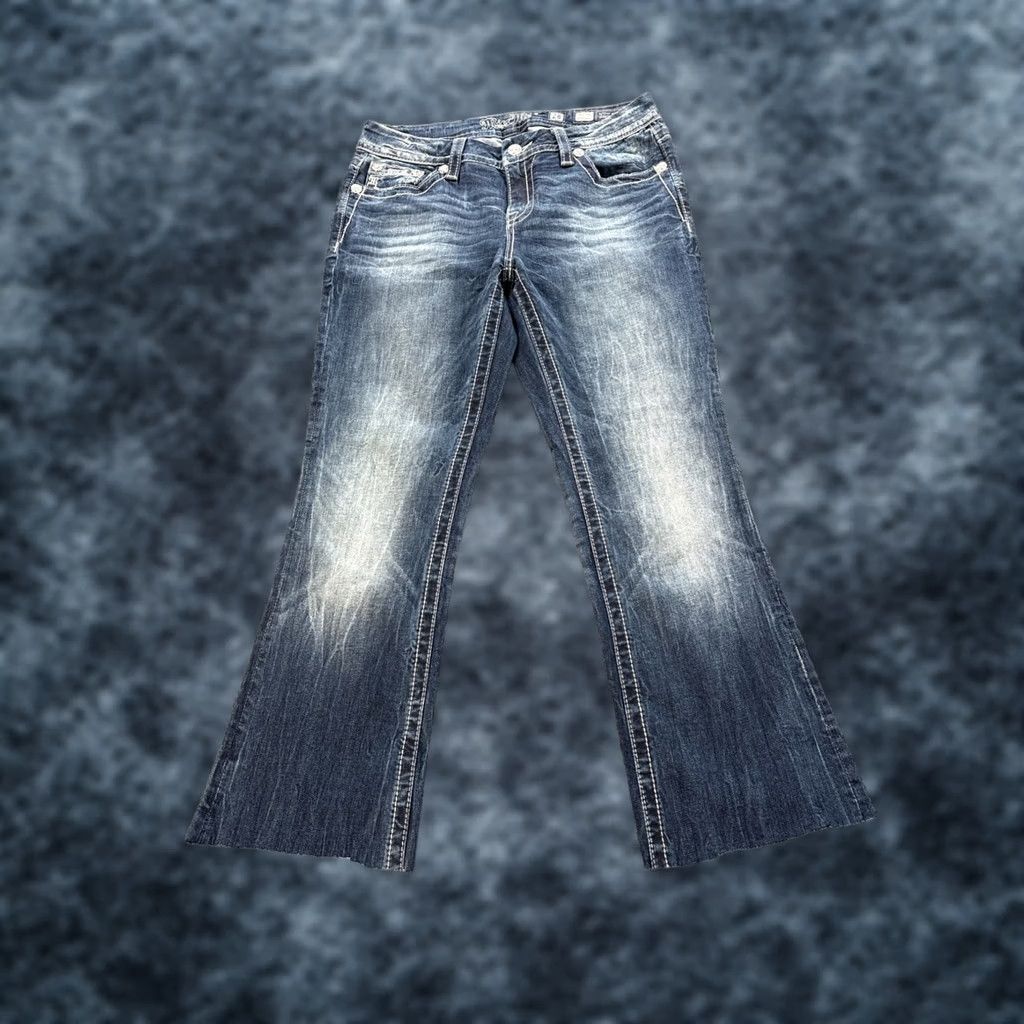 Miss Me Miss Me Jeans Bootcut Dark Wash 28 Miss Me Easy Women’s Denim Beaded Rhinestone Low Rise 27 In Inseam Womens Size 28" / US 6 / IT 42 - 1 Thumbnail