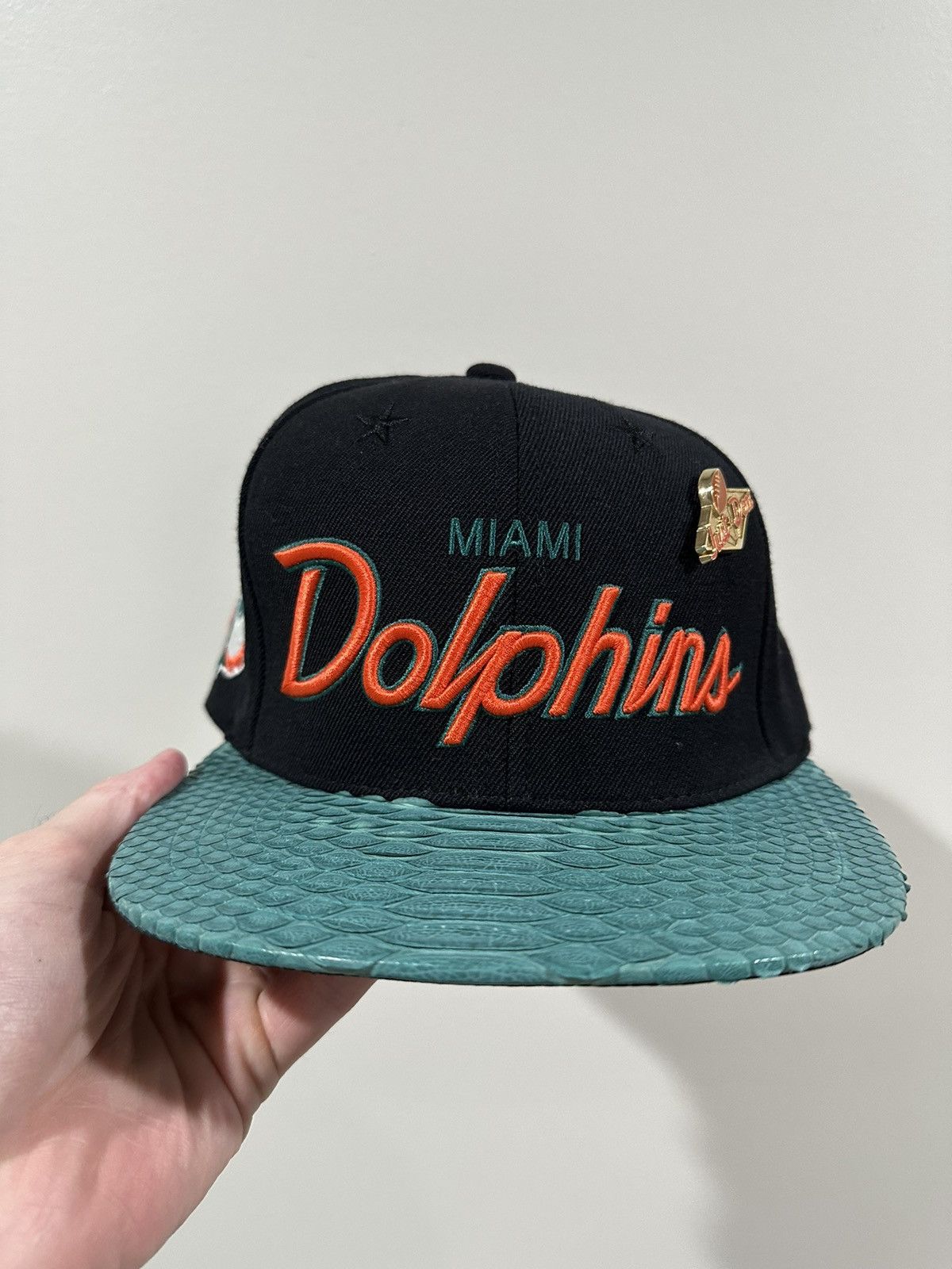 Just Don Just Don Mitchell & Ness NFL Miami Dolphins Black/Green Hat Size ONE SIZE - 8 Thumbnail