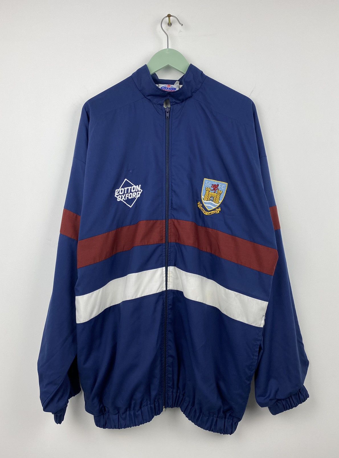 image of Cotton Traders x England Rugby League Vintage Floreat Swansea Cotton Oxford Rugby Union Jacket in D