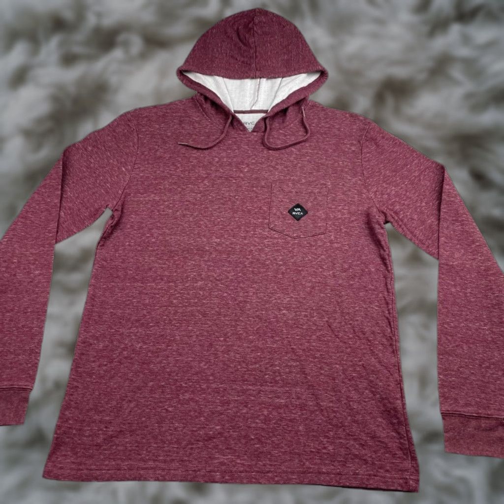 RVCA RVCA Men’s Cotton Blend Regular Fit Pullover Pocket Hoodie Burgundy Purple Medium Hoodie Mens) Size US M / EU 48-50 / 2 - 1 Thumbnail