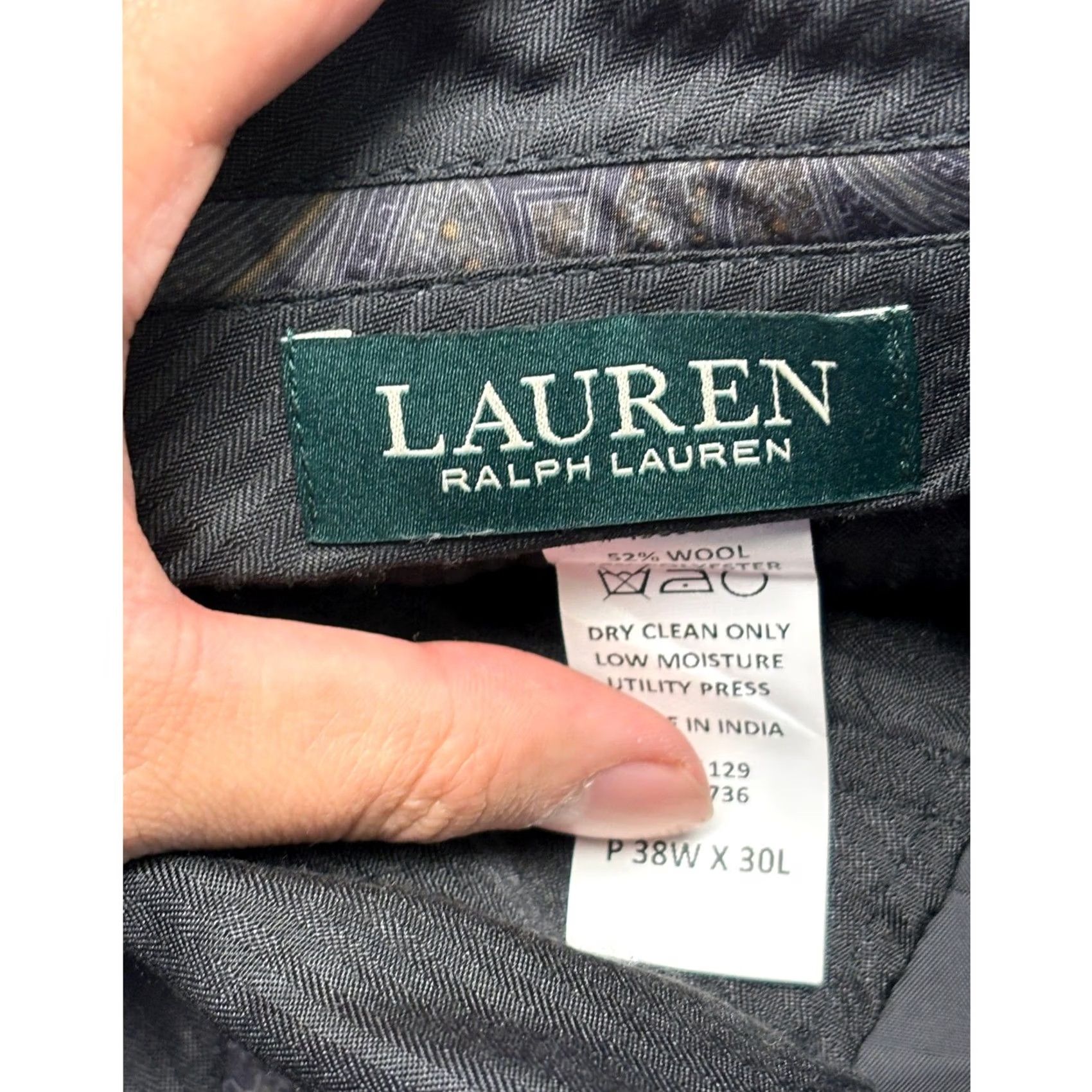 Ralph Lauren Lauren Ralph Lauren Mens Navy Blue Wool Blend Dress Pants Flat Front 38W x 28L Dress Pants, 38, Navy, Wool Blend, Regular, Mens Size US 38 / EU 54 - 5 Thumbnail
