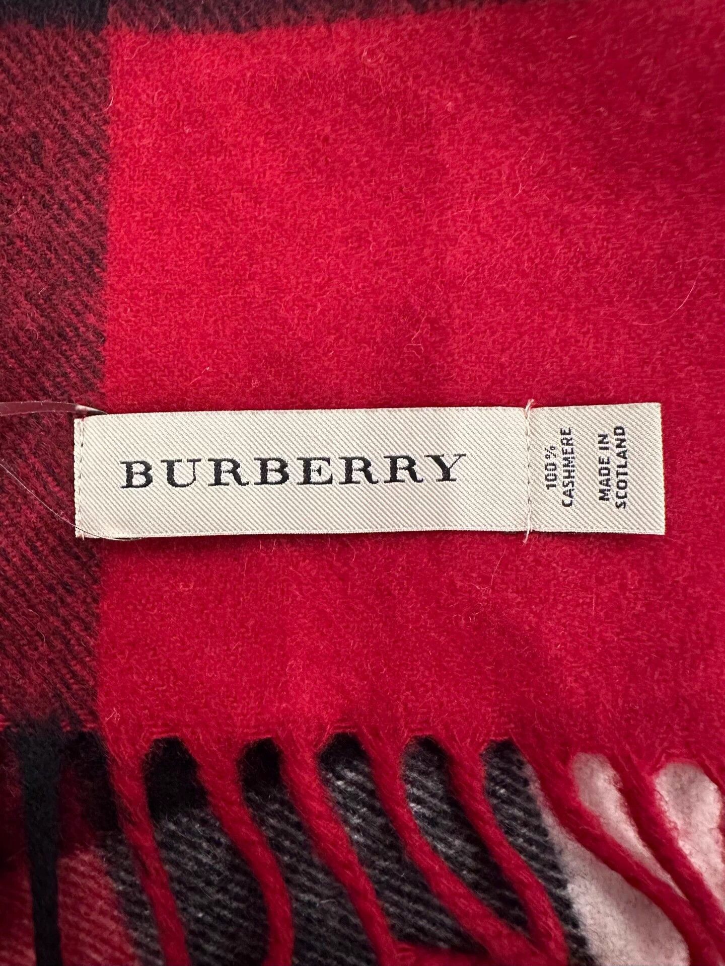 Burberry Burberry red check cashmere fringe scarf Size ONE SIZE - 7 Thumbnail