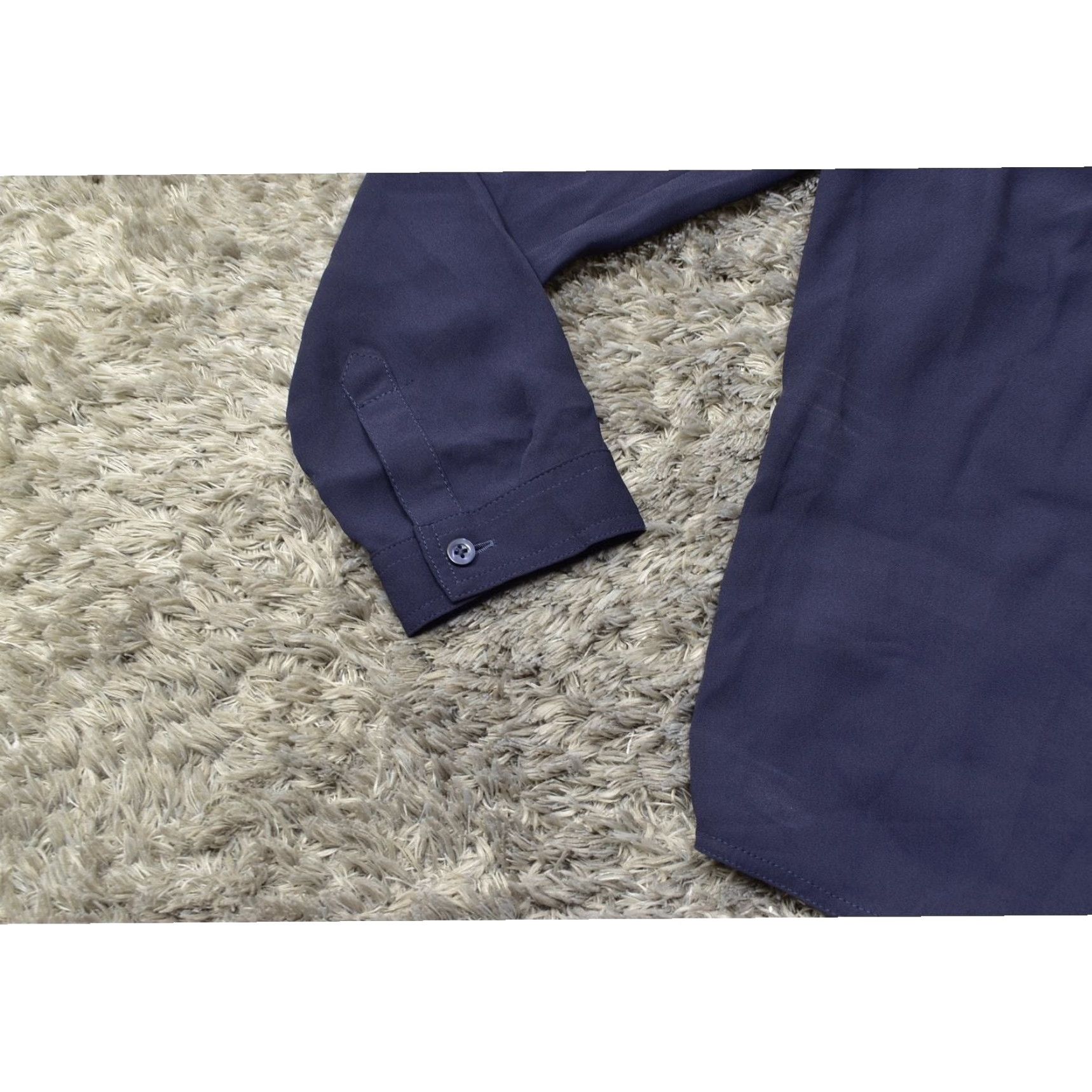 Loft LOFT Blue Polyester Blouse PS Petite Collared Solid Long Sleeve Top Women Size S / US 4 / IT 40 - 6 Thumbnail