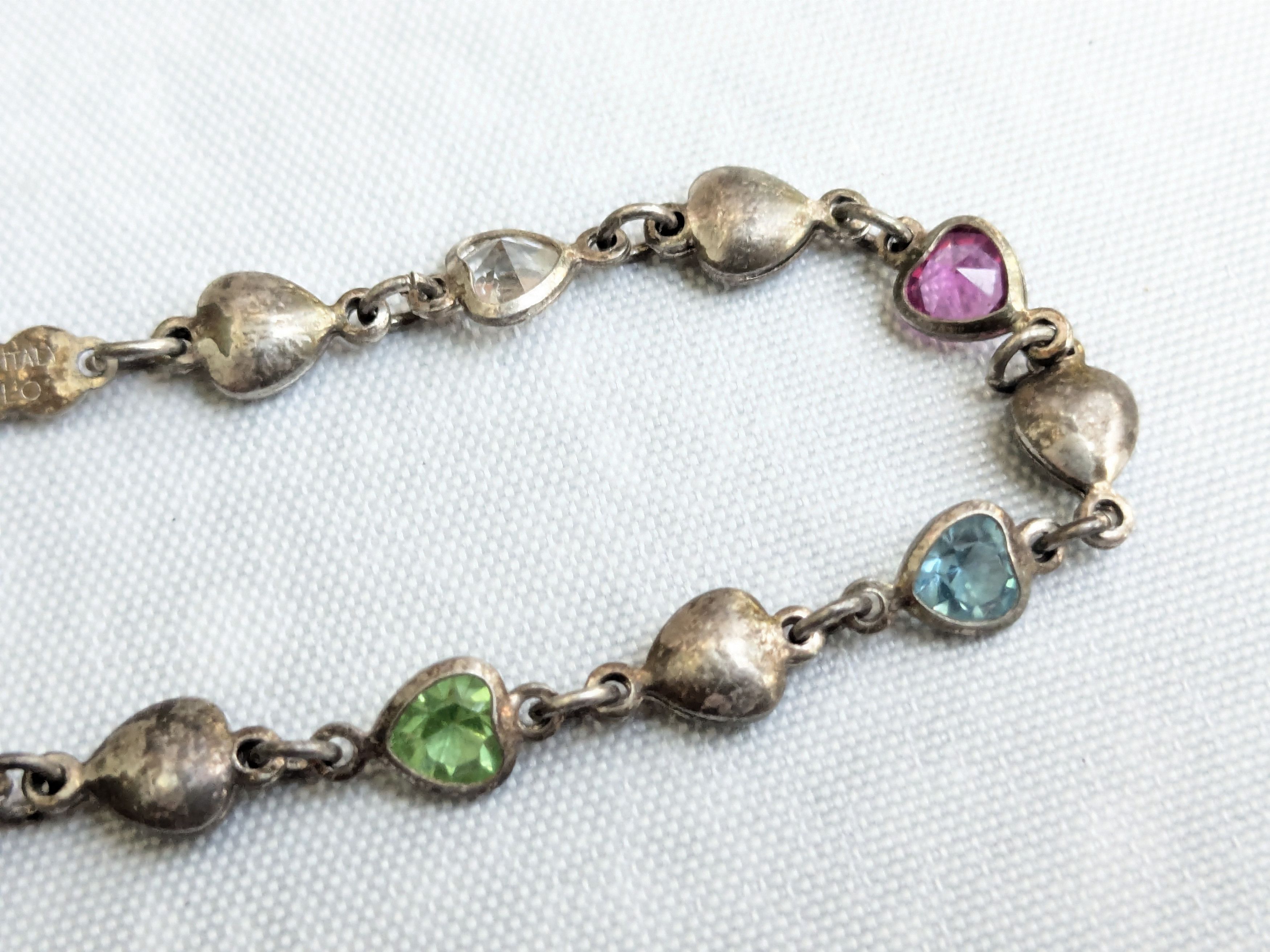 Jewelry Vintage Sterling Silver Tennis Bracelet Hearts 7" Y2K Size ONE SIZE - 11 Thumbnail