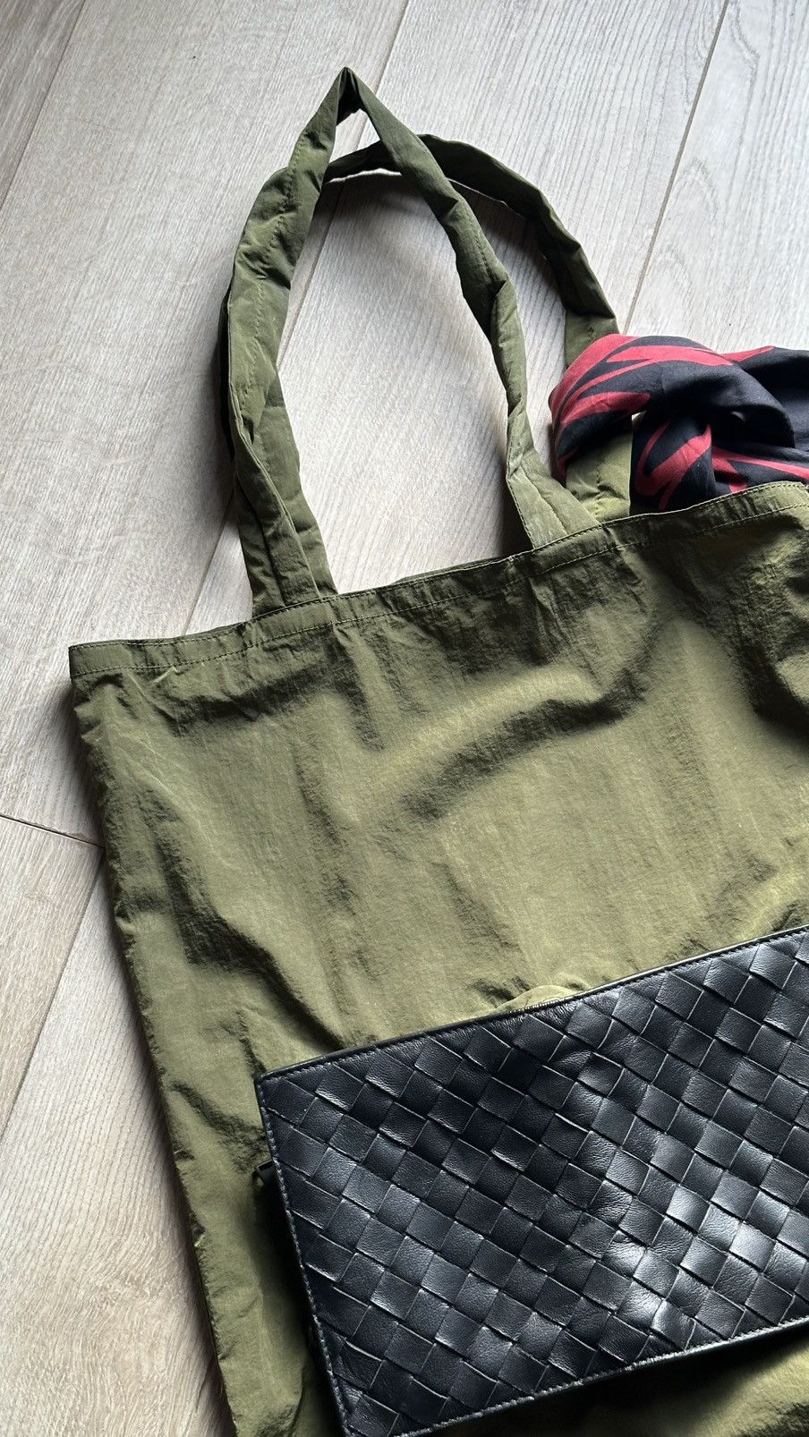 Bottega Veneta Bottega Veneta Intrecciato Eco Bag Tote Foldable Black Khaki Size ONE SIZE - 5 Thumbnail