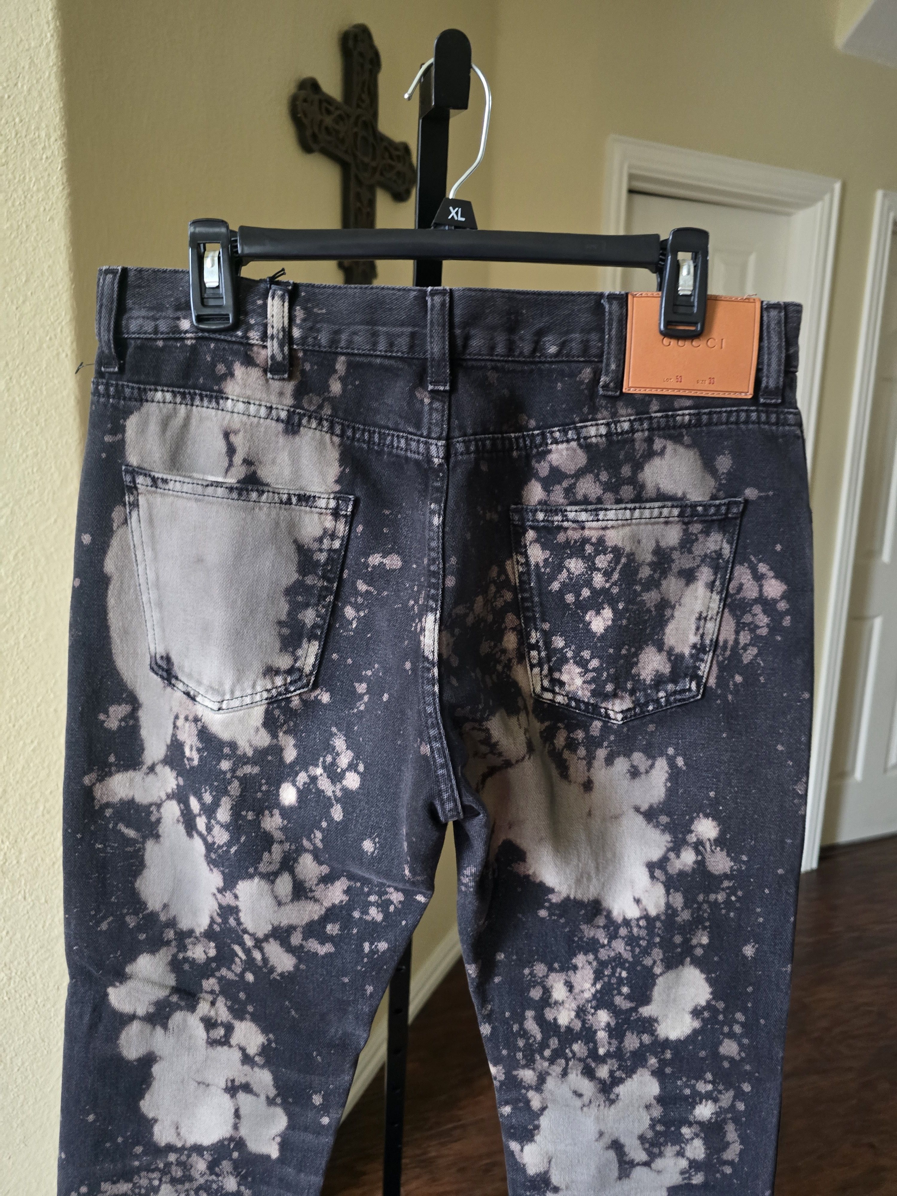 Gucci Gucci Bleached Black Denim Jeans/Beige Splatter Size 33 NWT Size US 33 - 6 Thumbnail