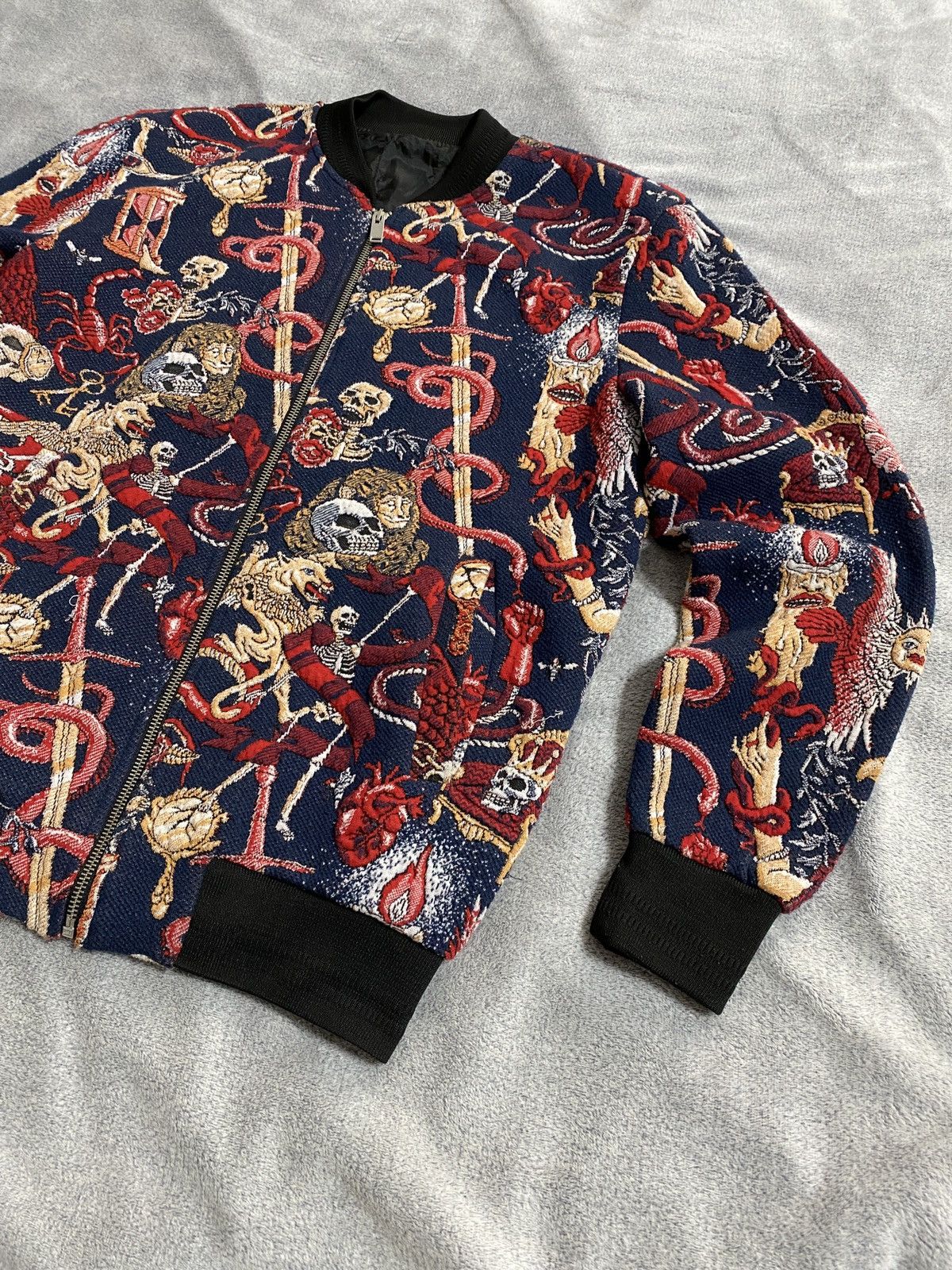Japanese Brand All-Over Embroidery Skelet Bomber Gothic Aesthetic japanese Size US S / EU 44-46 / 1 - 3 Thumbnail