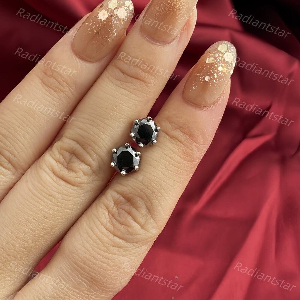 Other NEW 2ct. Black Moissanite 6 Prone Solitaire Stud Earrings Size ONE SIZE - 4 Thumbnail