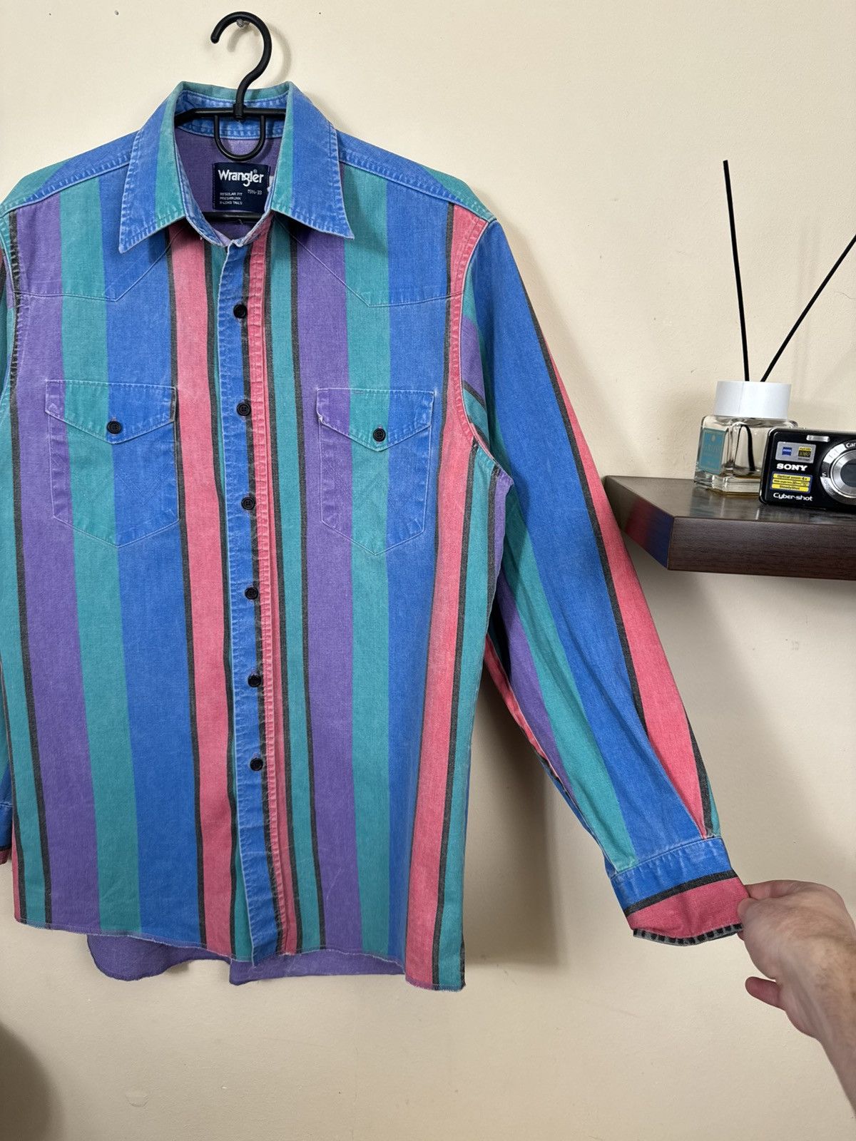 Vintage VTG Wrangler brushpopper multi bold stripe shirt 15.5 - 33 Size US M / EU 48-50 / 2 - 7 Thumbnail