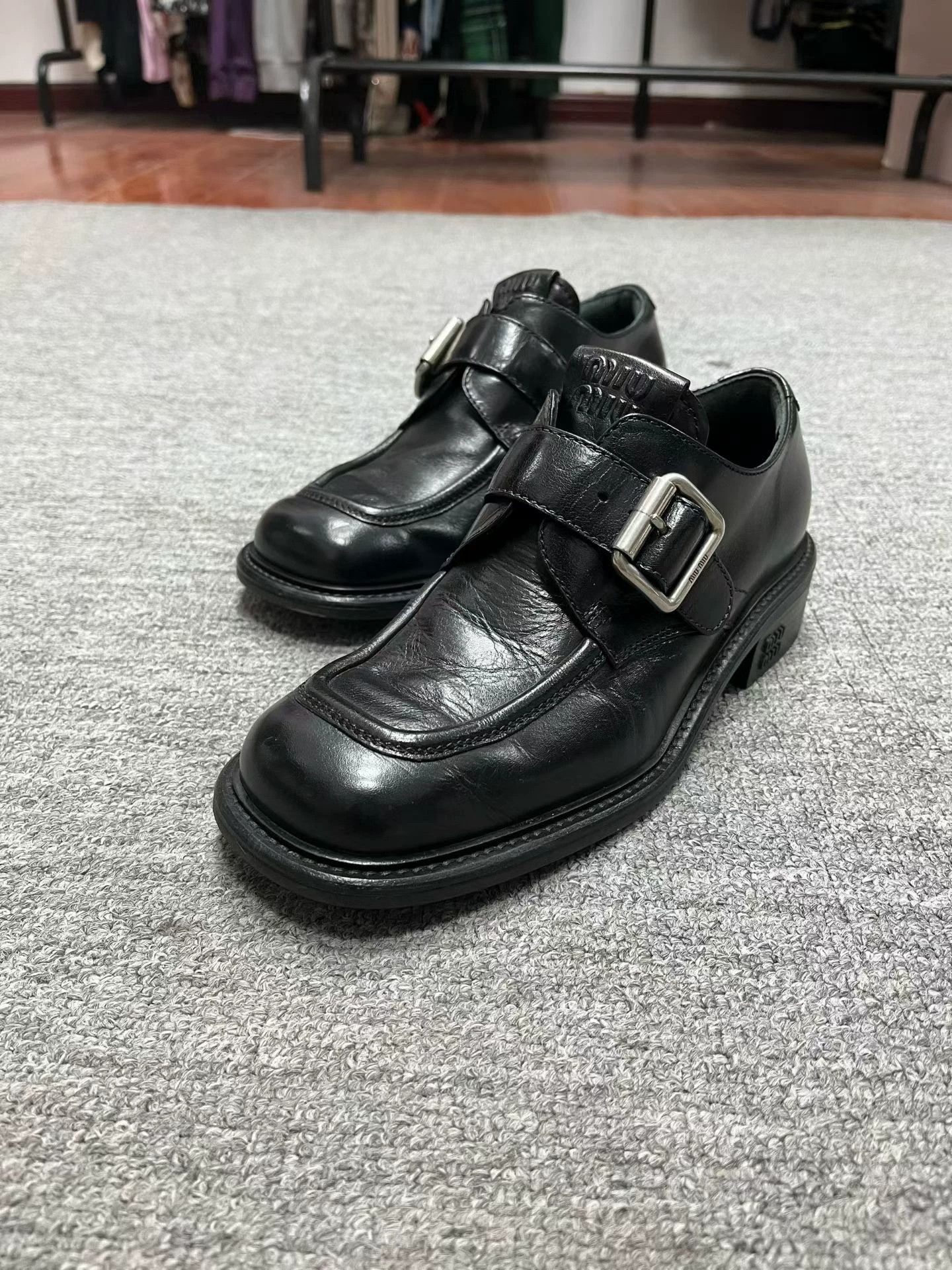 Miu Miu MIU MIU square-toe buckle leather shoes Size US 6.5 / IT 36.5 - 2 Thumbnail