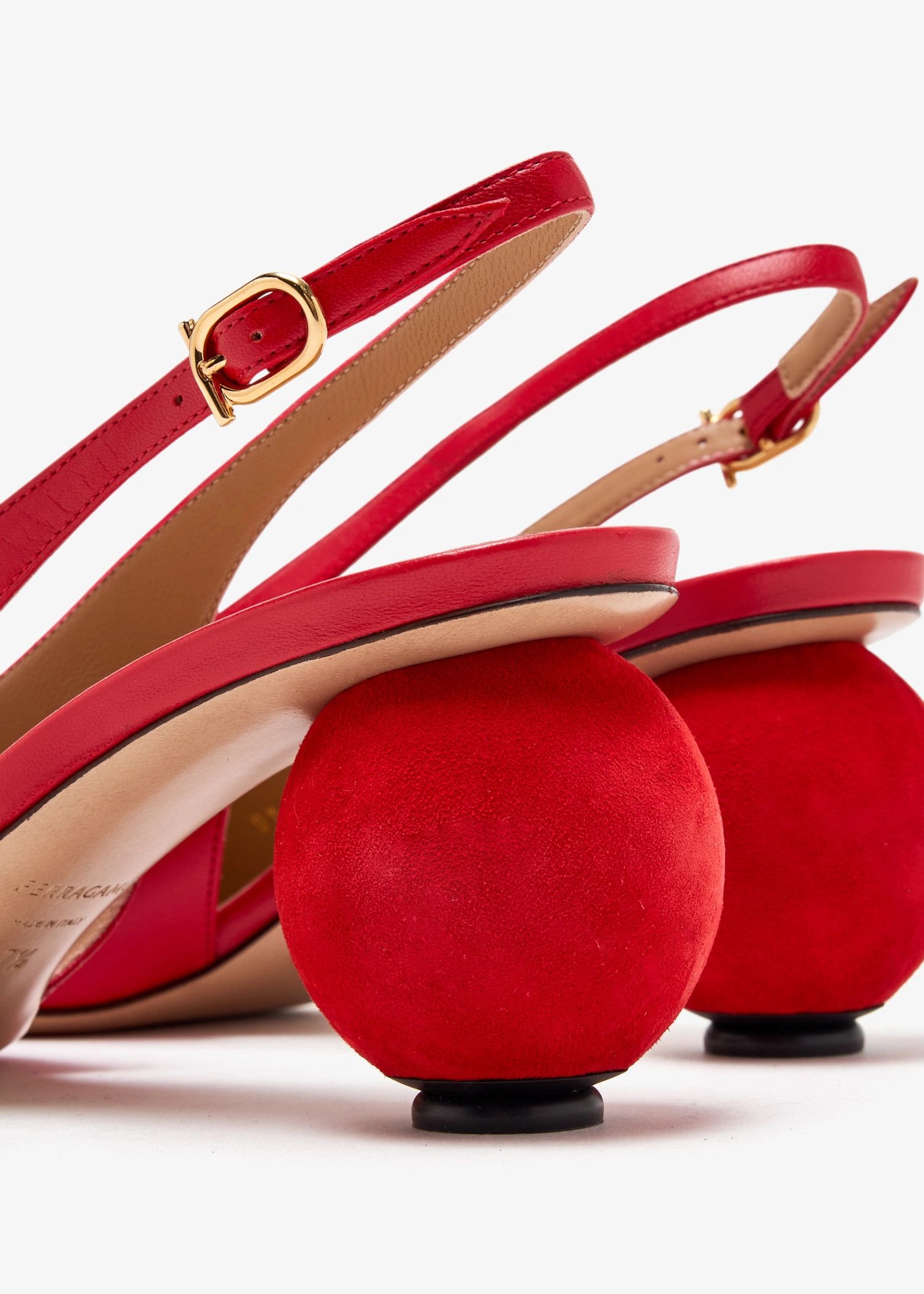 Salvatore Ferragamo o1s1rm0526 Tessie 70 Leather Slingback Pumps in Red Size US 8 / IT 38 - 3 Thumbnail