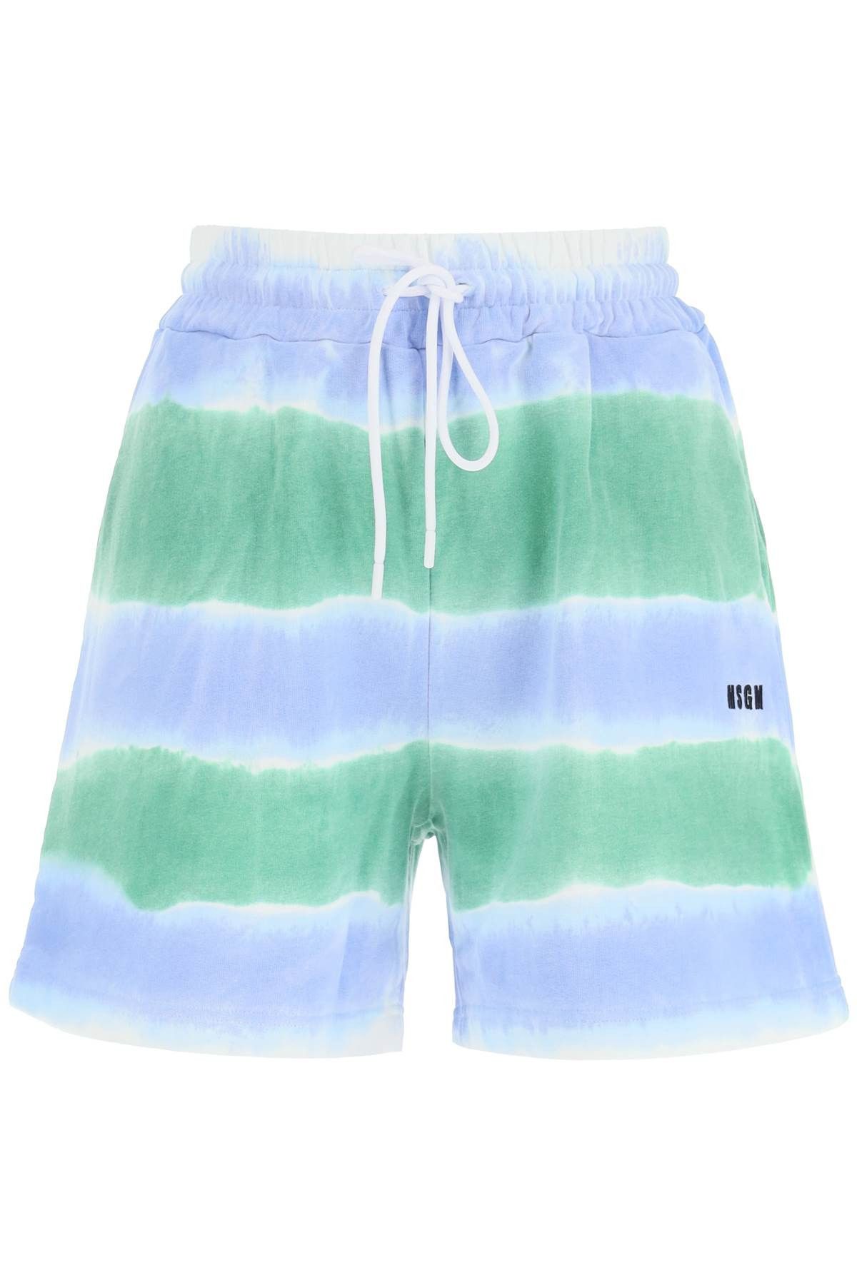 image of Msgm Tie-Dye Jersey Shorts in Verde, Women's (Size 24)
