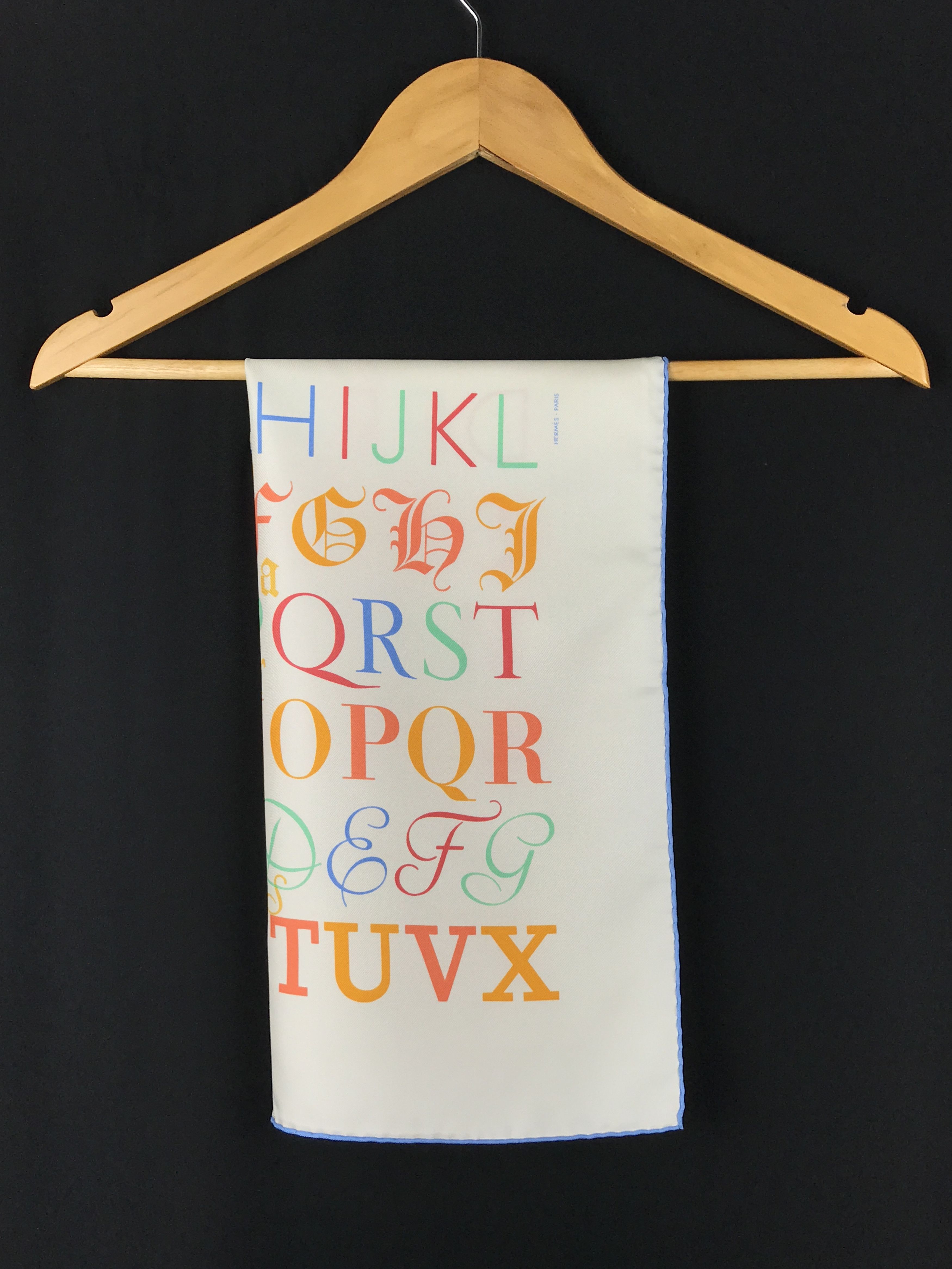 Hermes × Vintage Hermes Silk Scarf Silk Bandana Titled Literature-Alphabet Size ONE SIZE - 2 Thumbnail