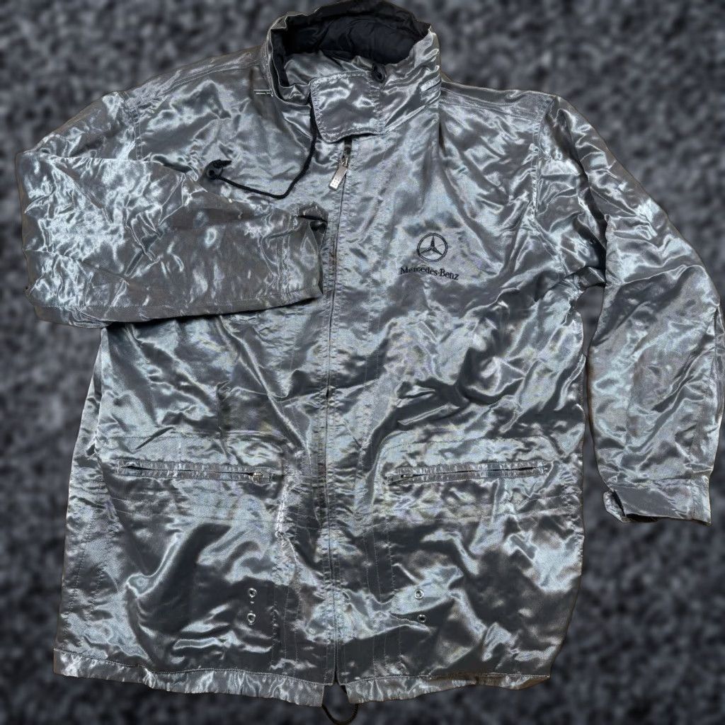 Mercedes-Benz VINTAGE Mercedes Motorsport Windbreaker Jacket Mens Small Full Zip Hood Metallic Gray Windbreaker Metal Hooded Mercedes-Benz Mens S Size US S / EU 44-46 / 1 - 1 Thumbnail